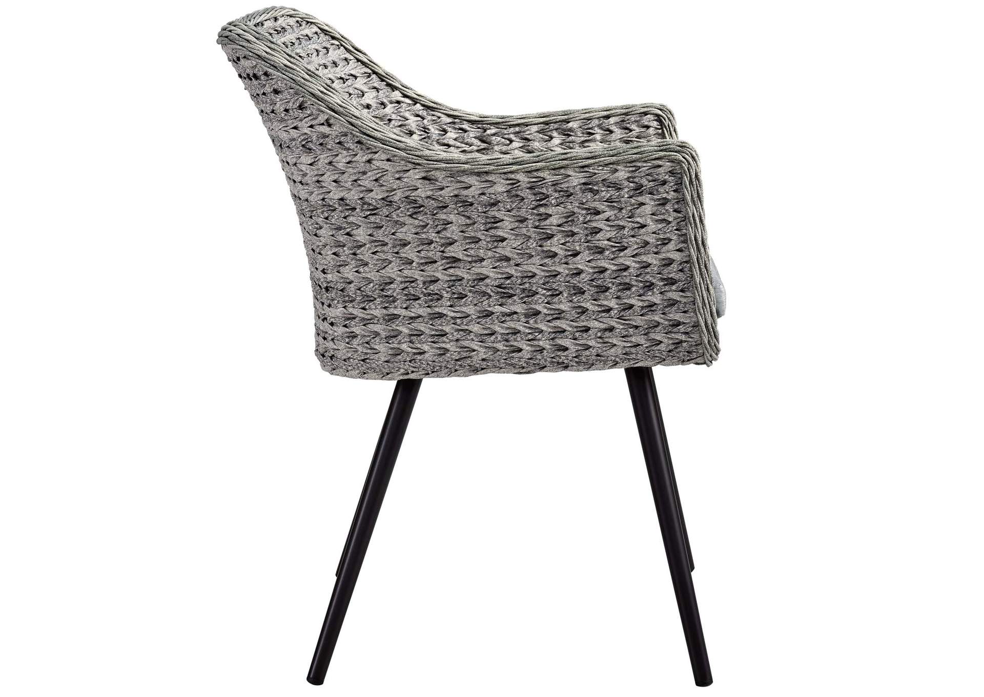 Gray Gray Endeavor Arm Dining Chair Outdoor Patio Wicker Rattan [Set of 2],Modway