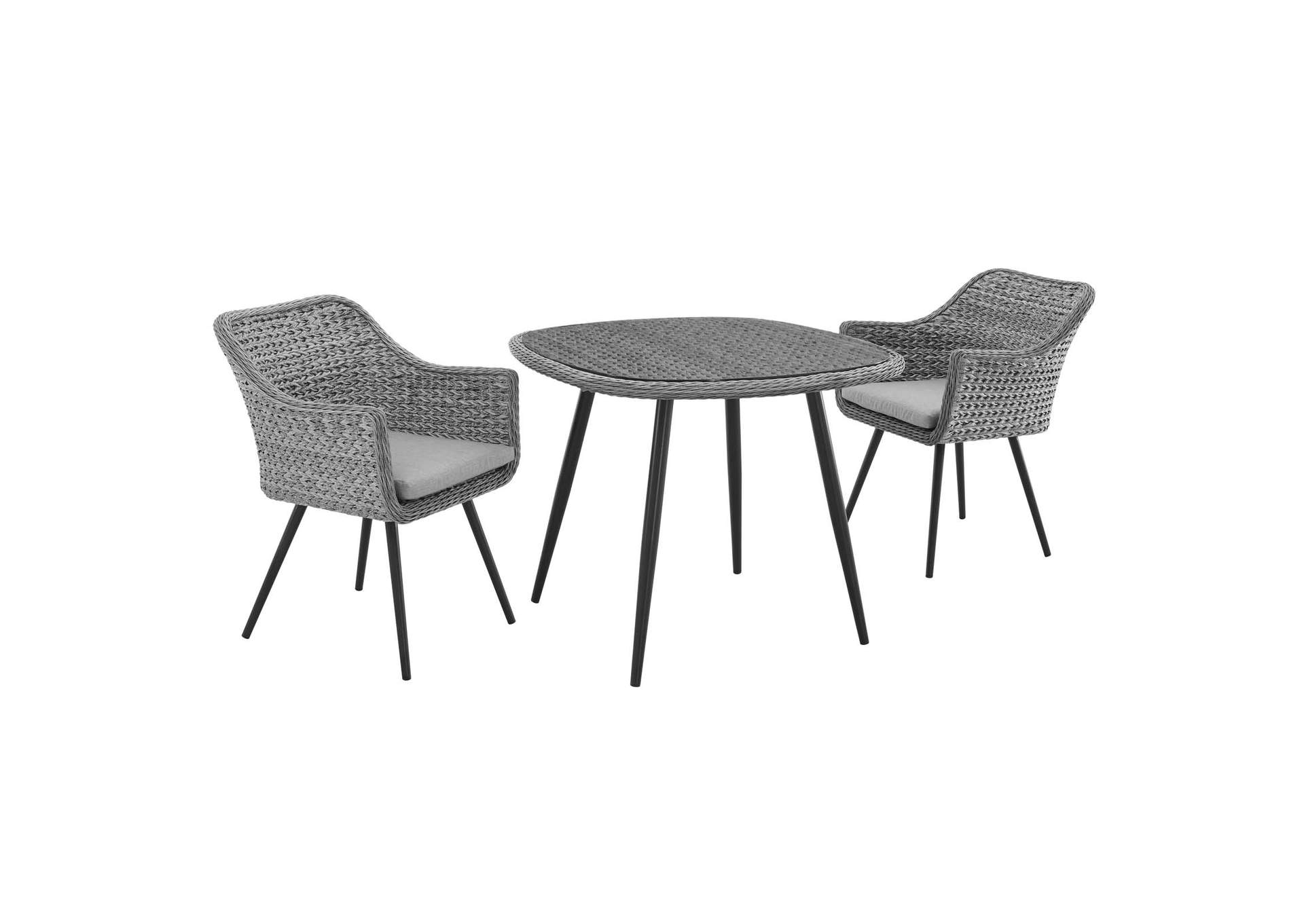 Gray Gray Endeavor 3 Piece Outdoor Patio Wicker Rattan Dining Set,Modway