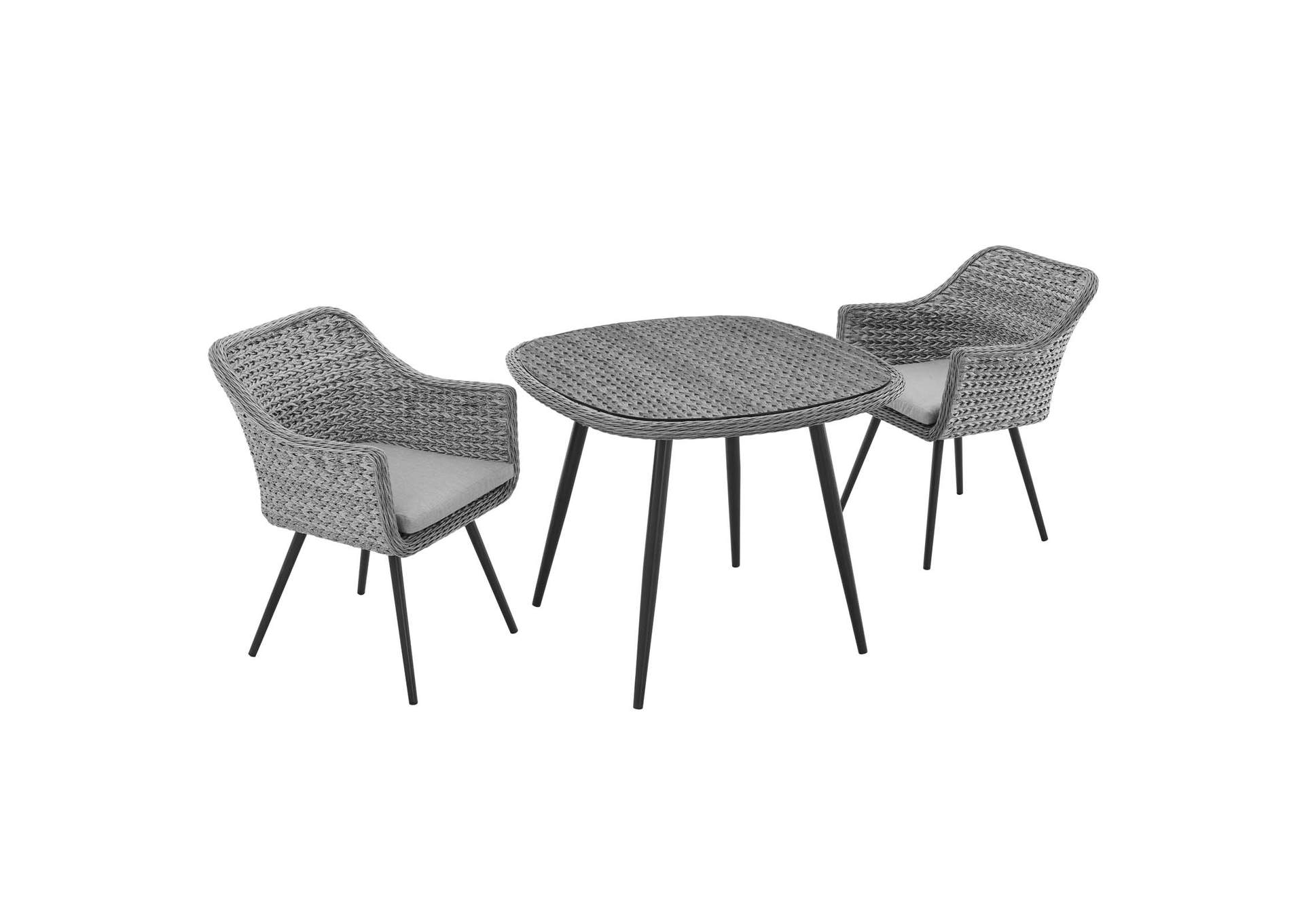 Gray Gray Endeavor 3 Piece Outdoor Patio Wicker Rattan Dining Set,Modway