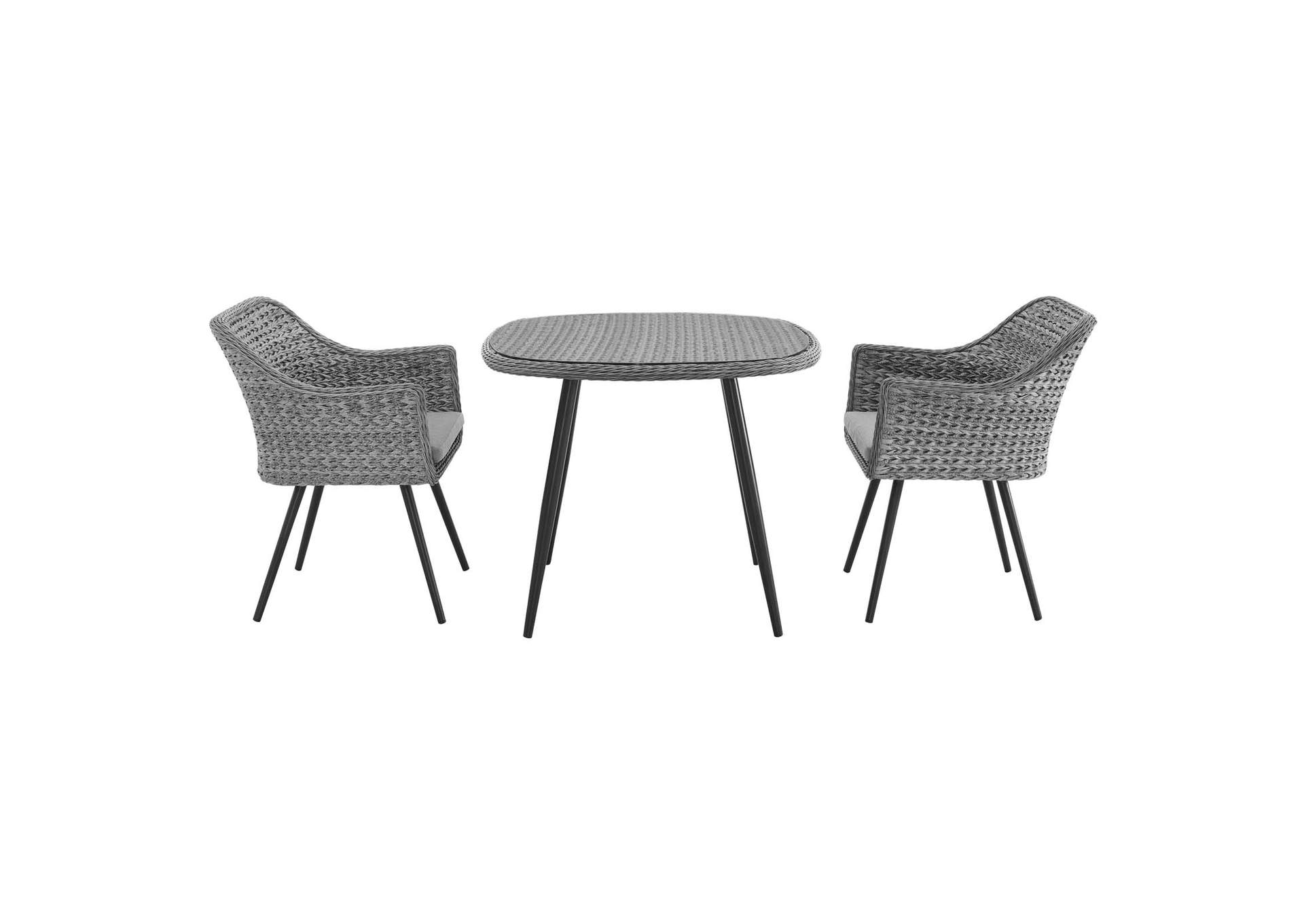 Gray Gray Endeavor 3 Piece Outdoor Patio Wicker Rattan Dining Set,Modway