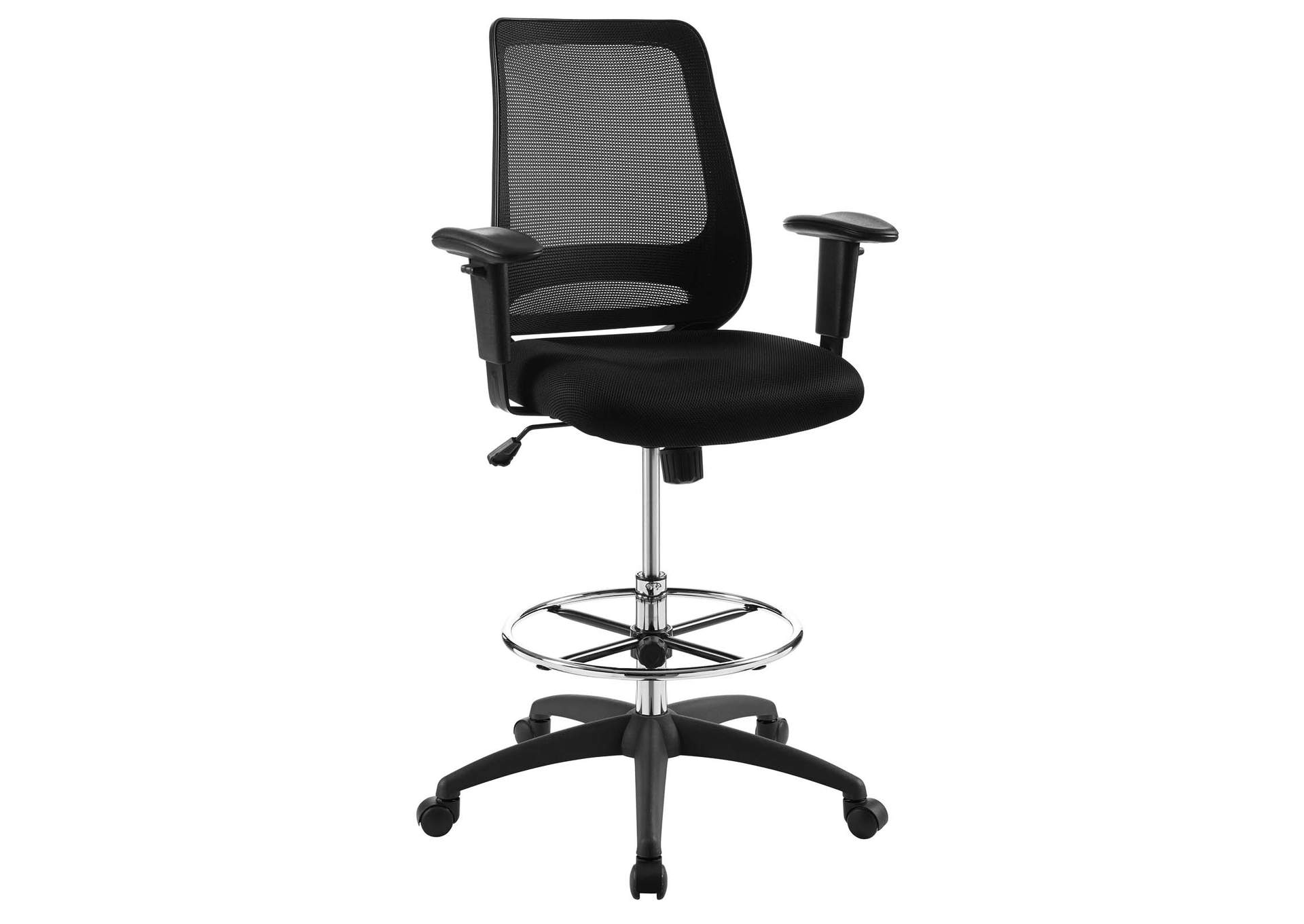 Black Forge Mesh Drafting Chair,Modway