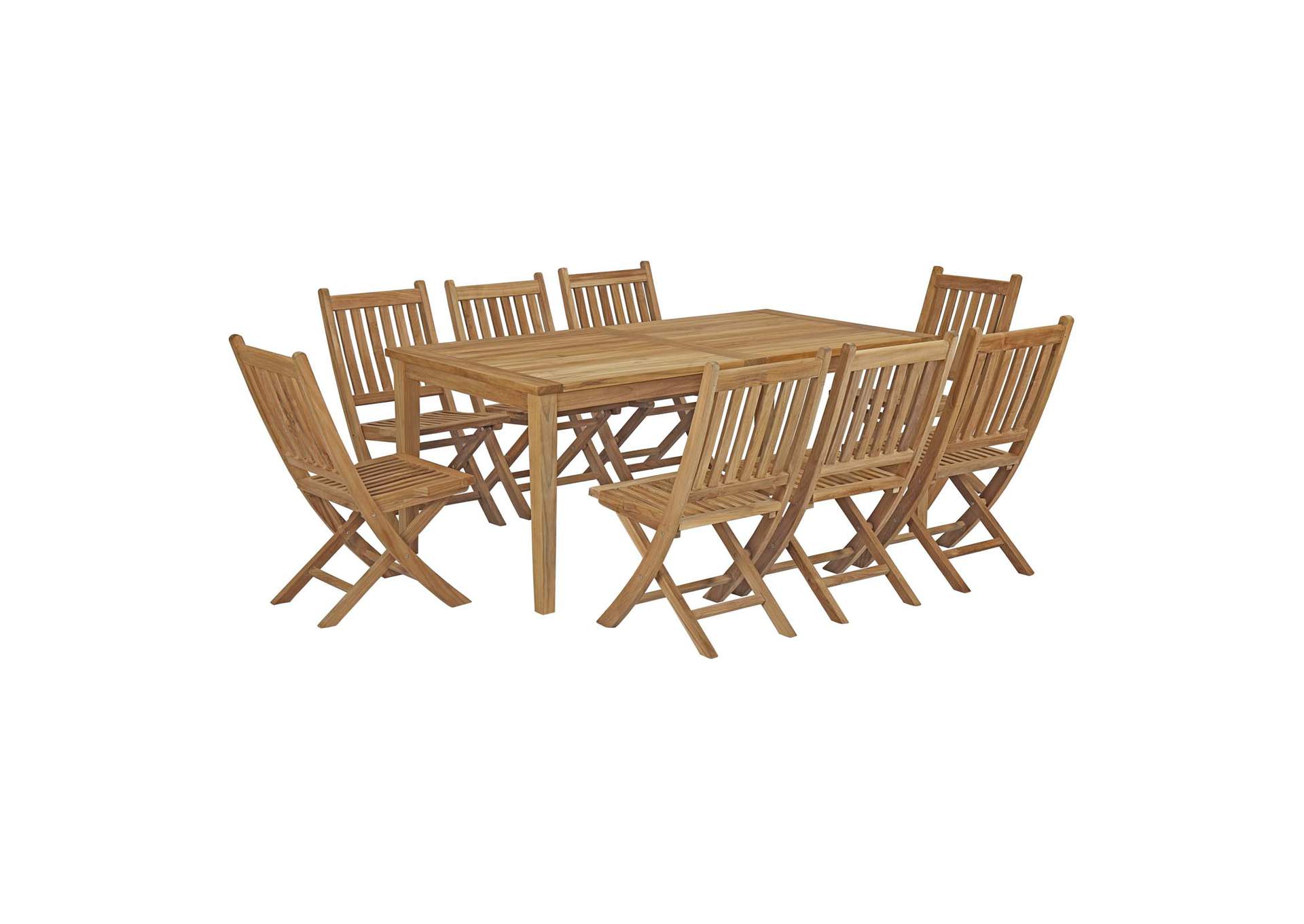 Natural Marina 9 Piece Outdoor Patio Teak Dining Set,Modway