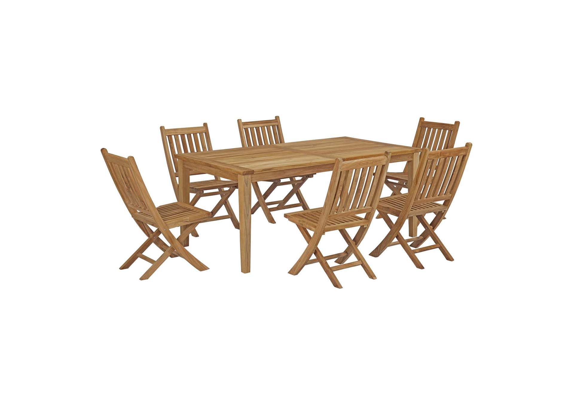 Natural Marina 7 Piece Outdoor Patio Teak Dining Set,Modway