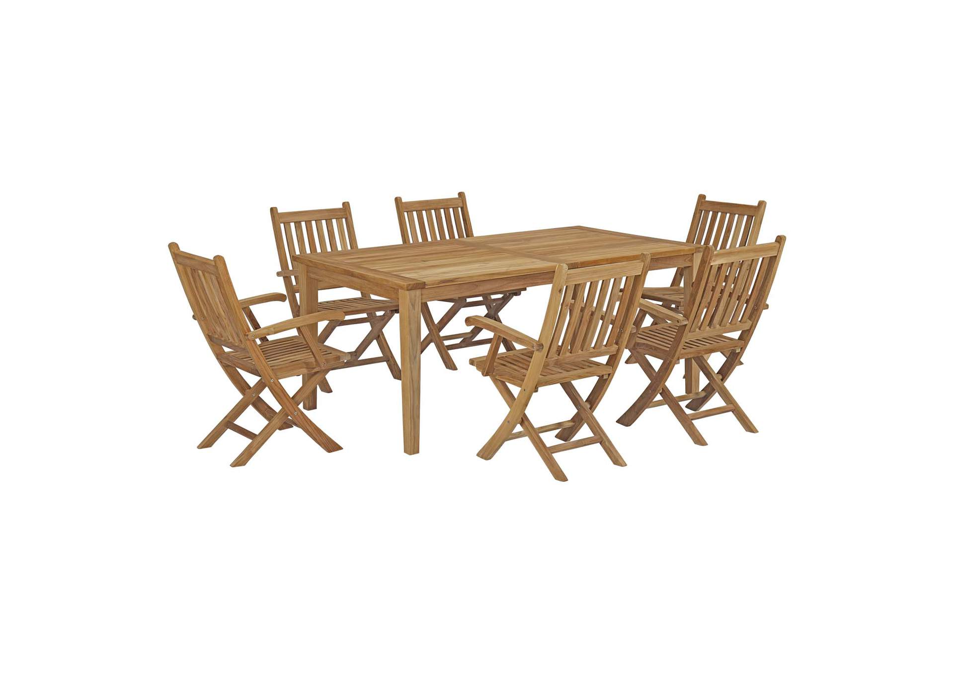 Natural Marina 7 Piece Outdoor Patio Teak Dining Set,Modway