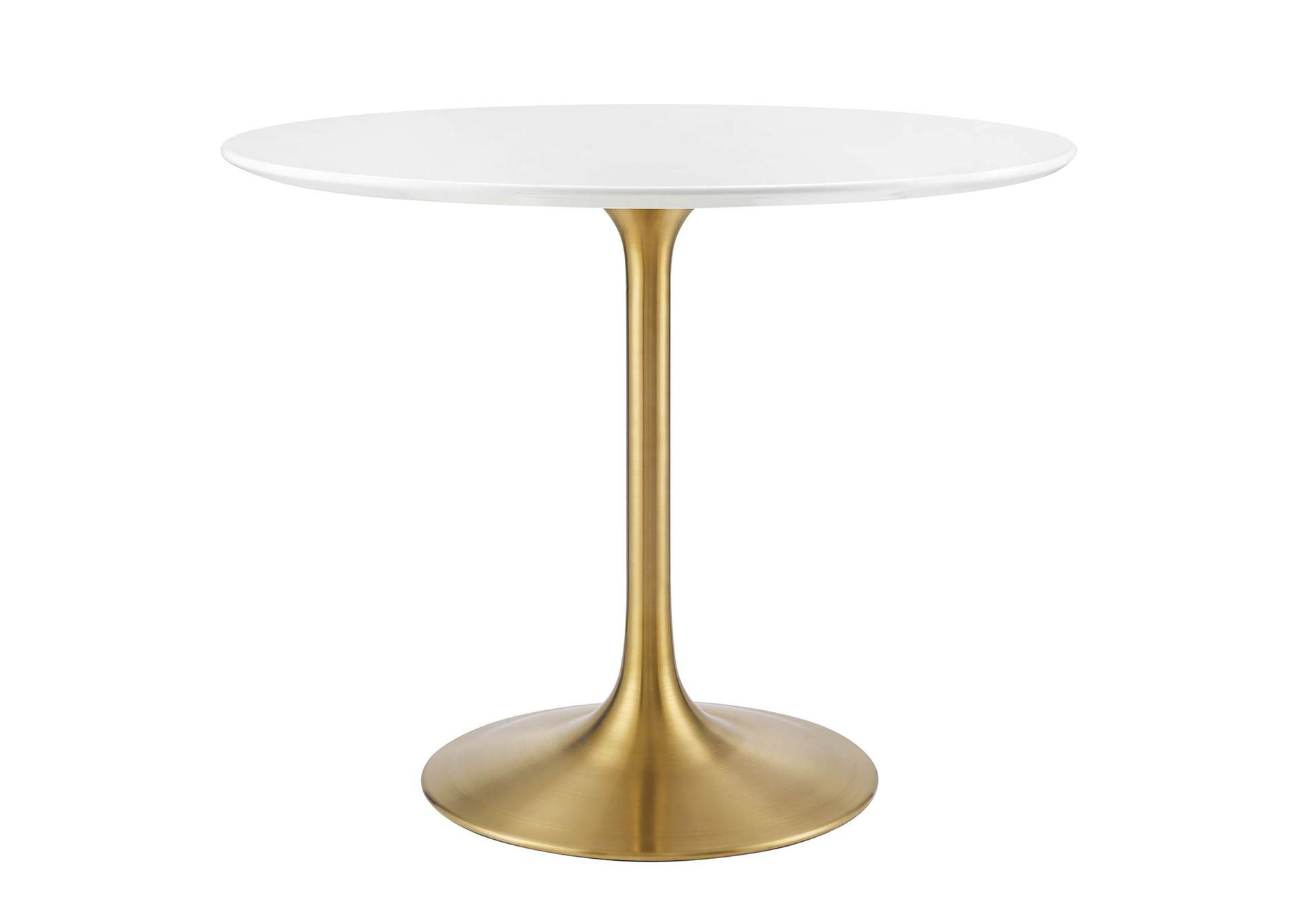 Gold White Lippa 36" Round Wood Dining Table,Modway