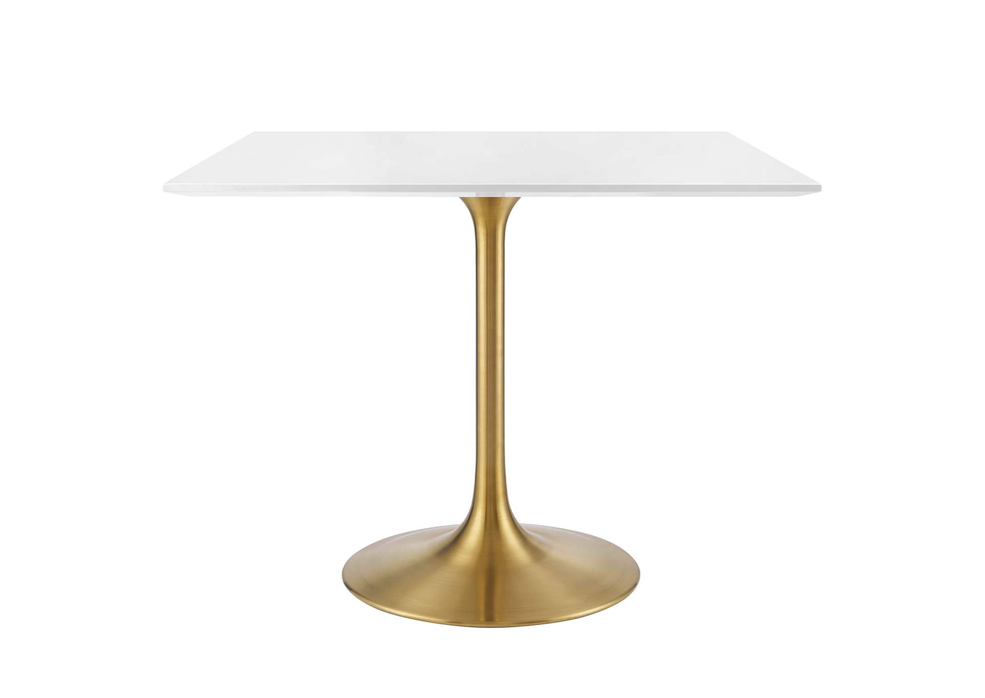 Gold White Lippa 36" Square Wood Top Dining Table,Modway