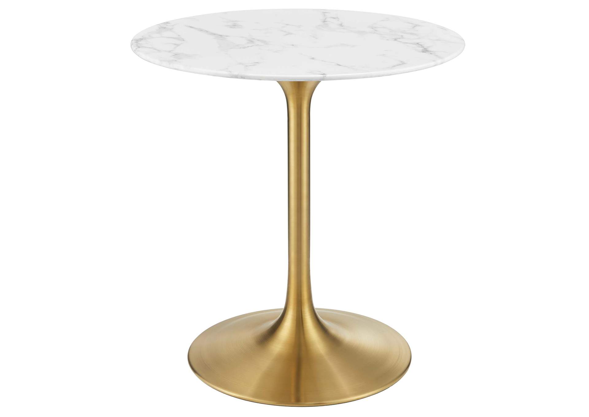 Gold White Lippa 28" Round Artificial Marble Dining Table,Modway