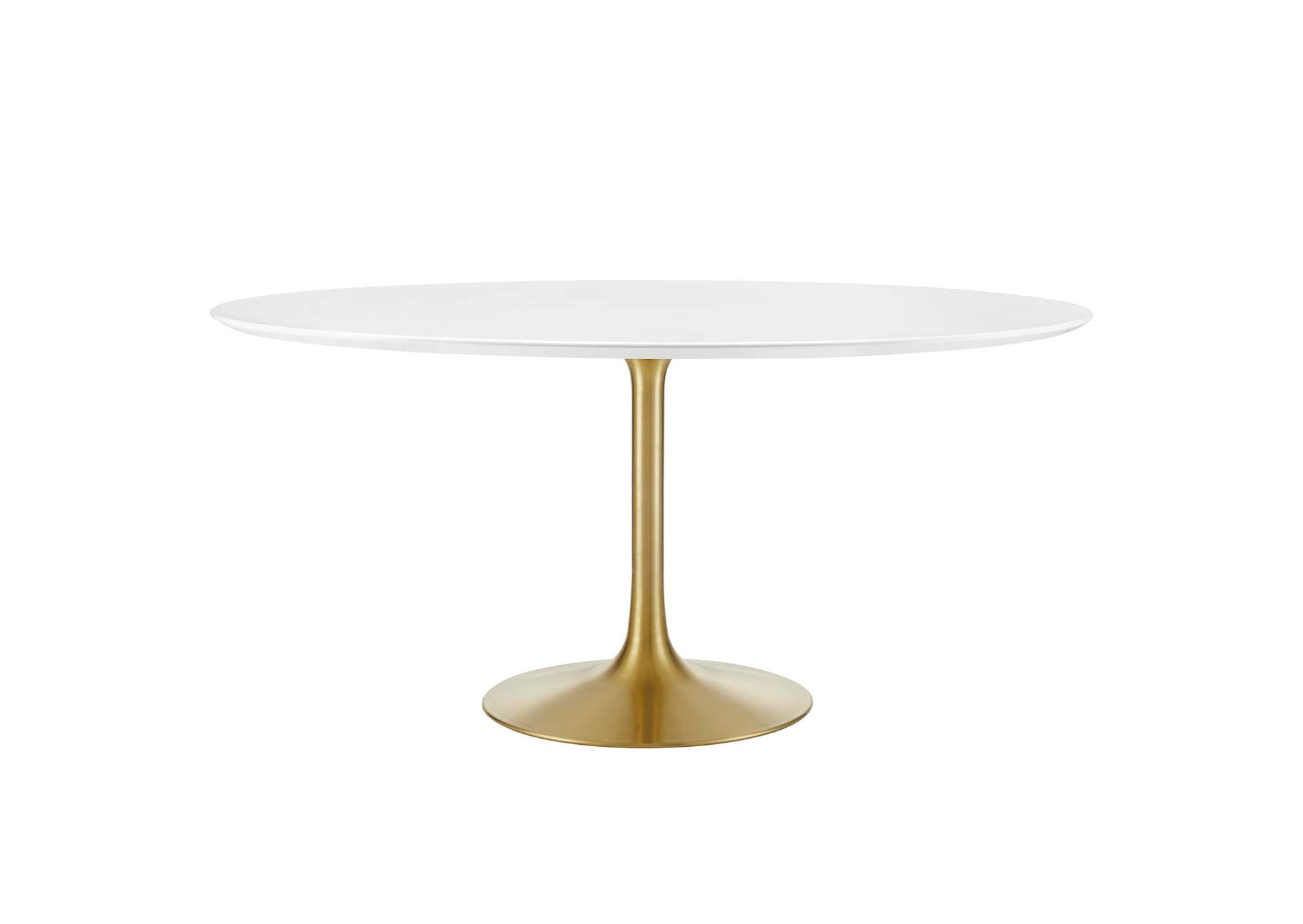 Gold White Lippa 60" Round Wood Dining Table,Modway