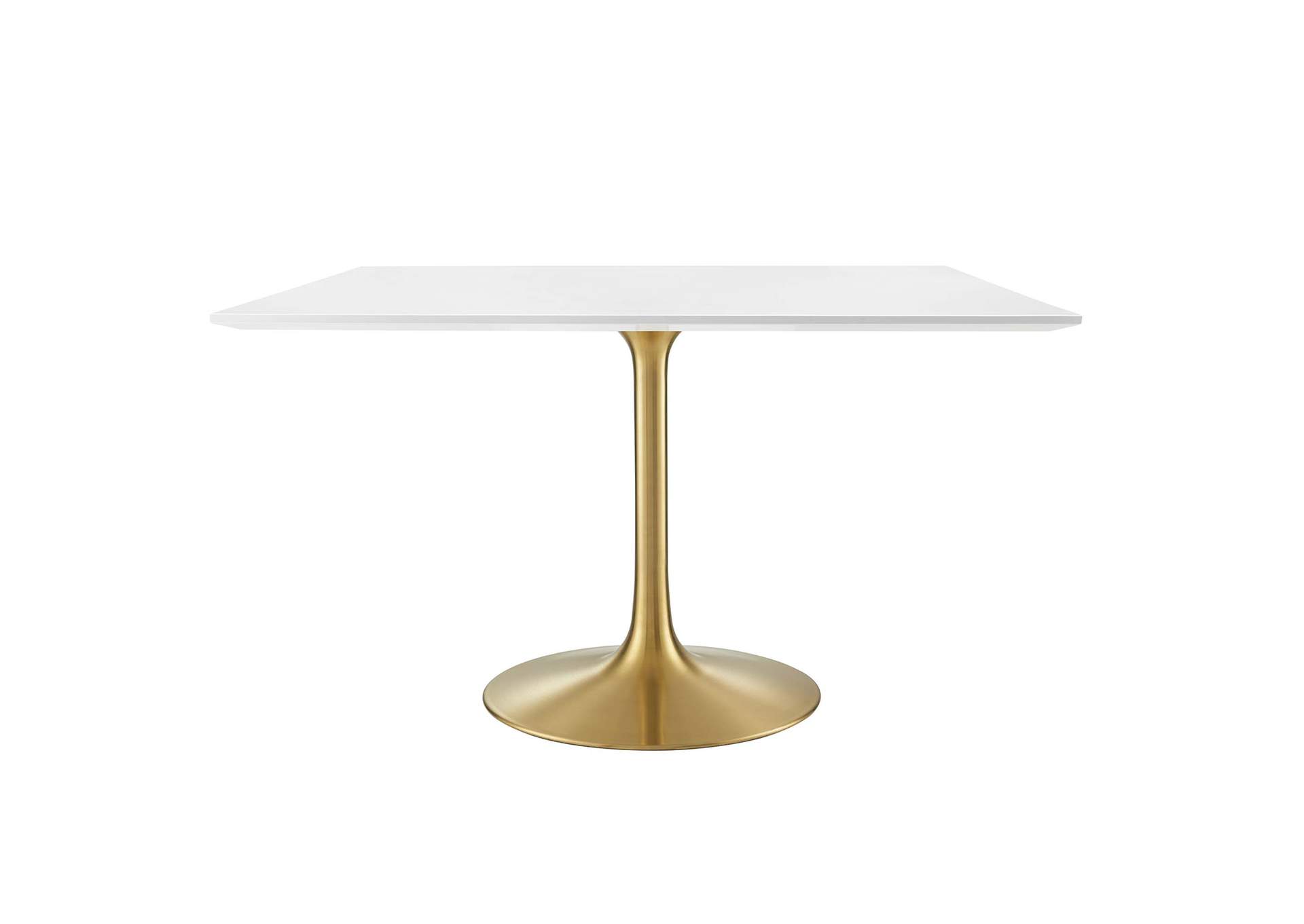 Gold White Lippa 47" Square Wood Top Dining Table,Modway