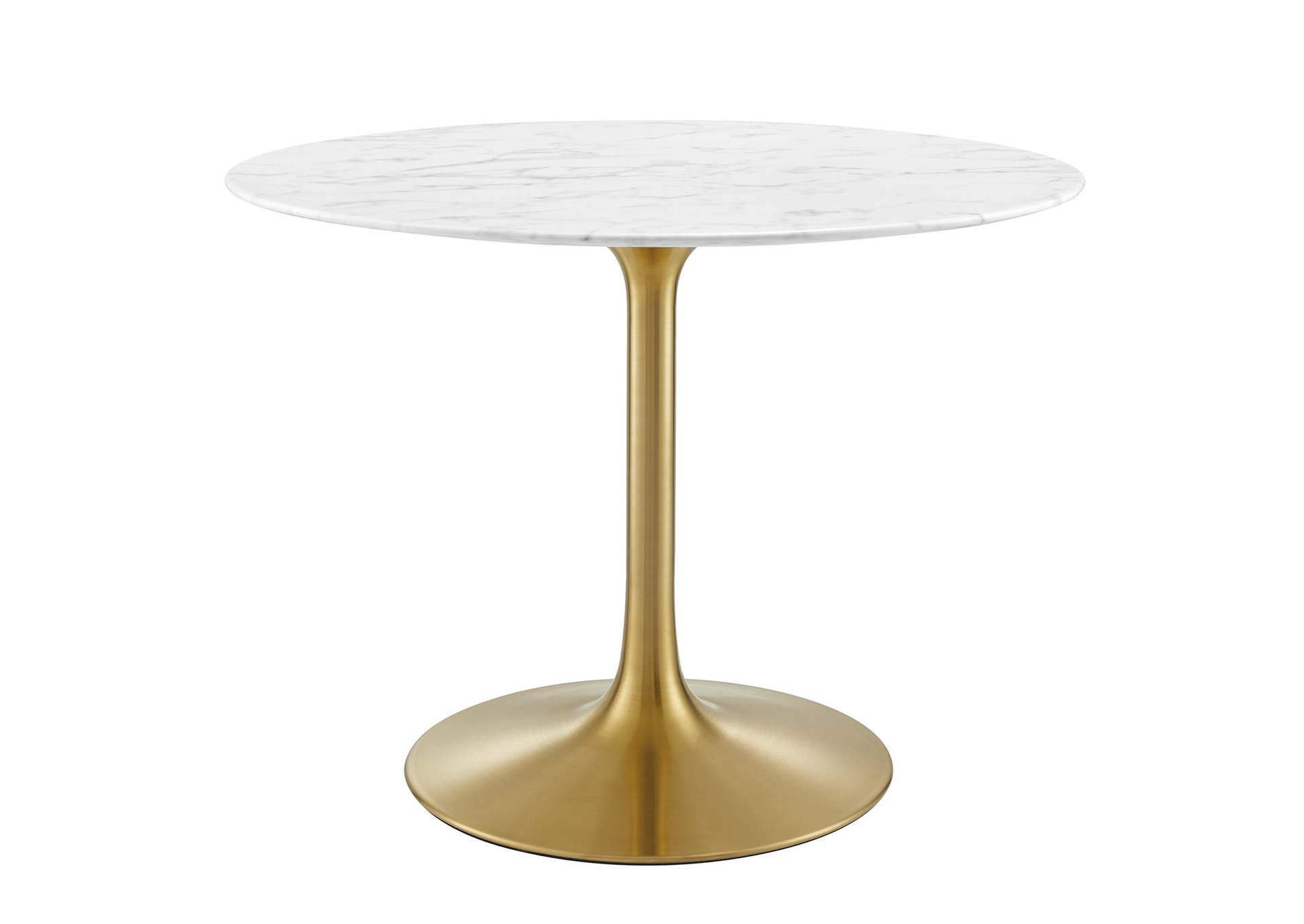 Gold White Lippa 40" Round Artificial Marble Dining Table,Modway