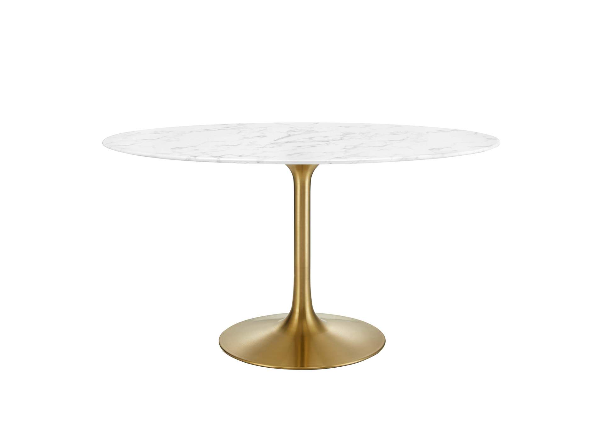 Gold White Lippa 54" Oval Artificial Marble Dining Table,Modway