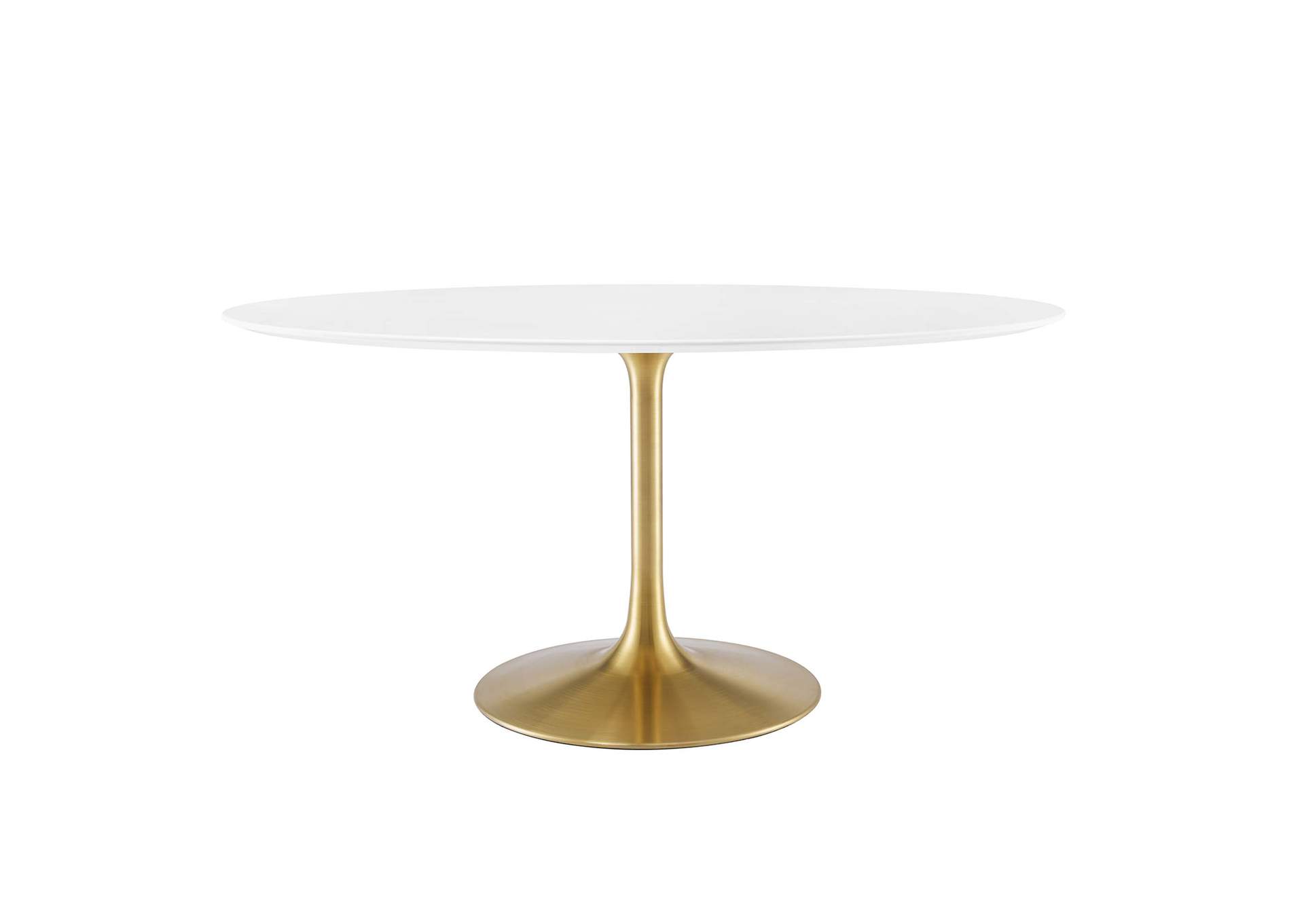 Gold White Lippa 60" Oval Wood Dining Table,Modway