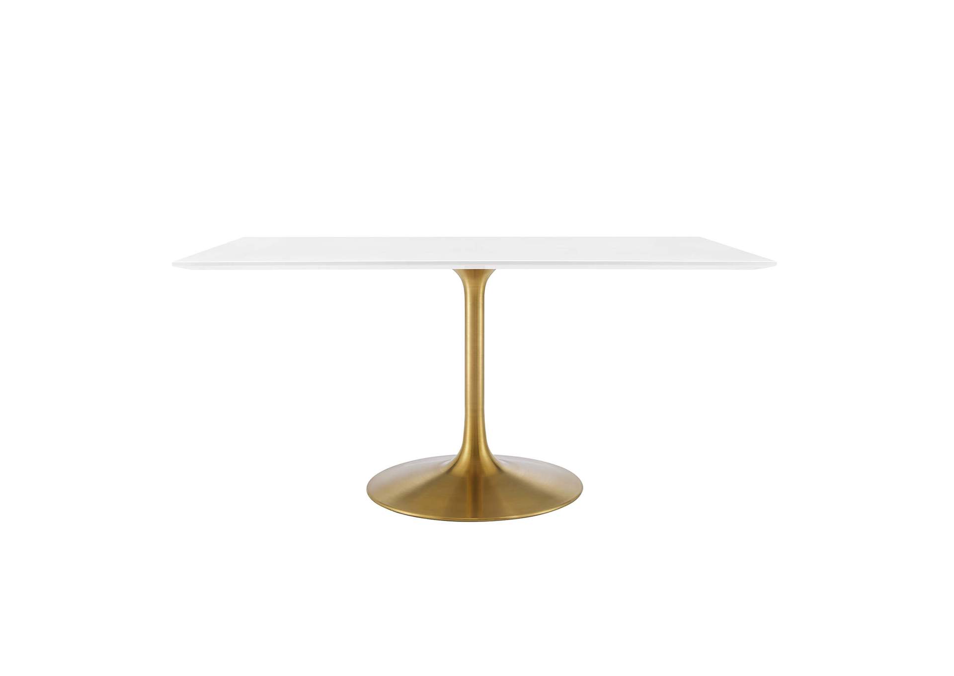 Gold White Lippa 60" Rectangle Wood Dining Table,Modway