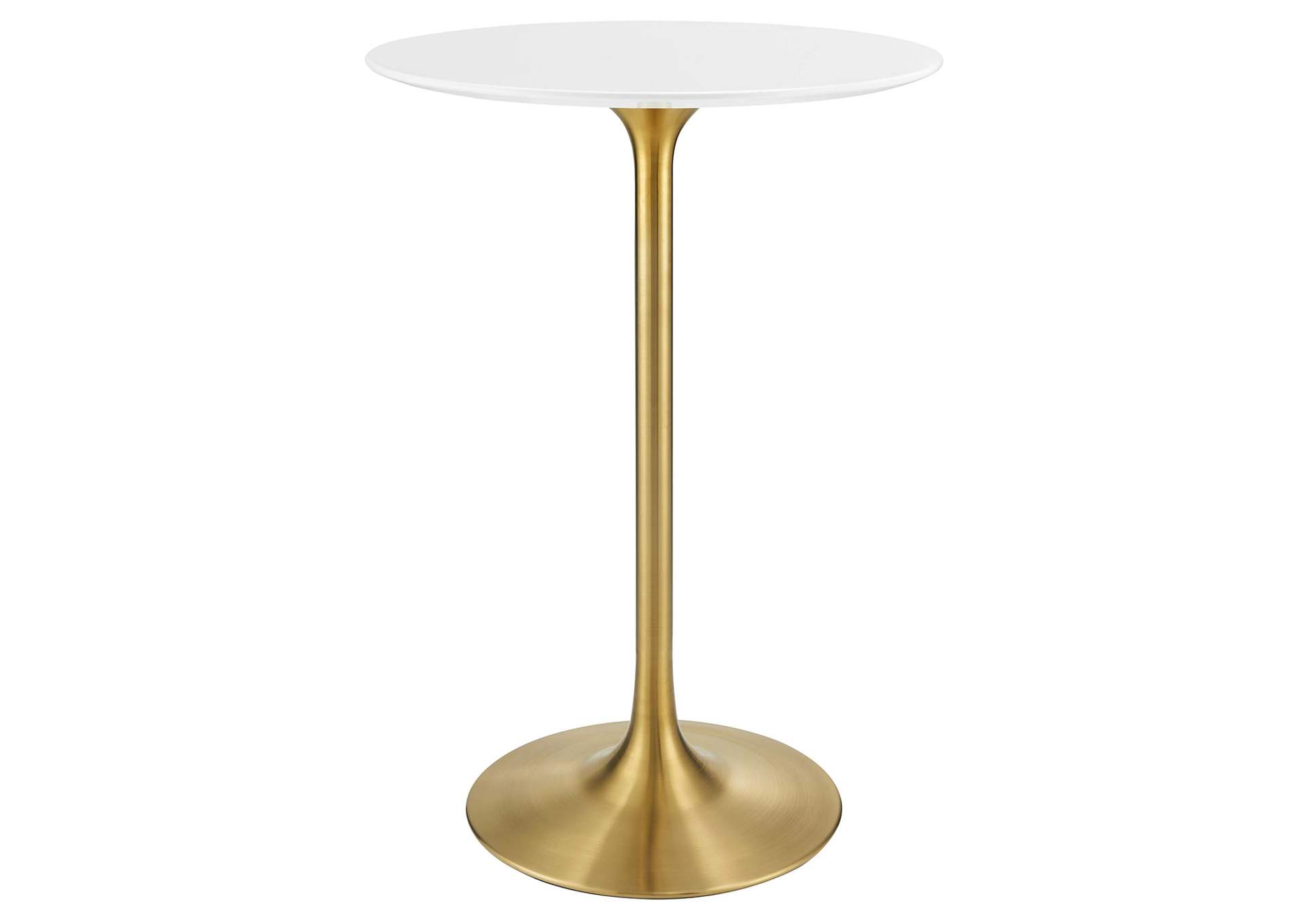 Gold White Lippa 28" Wood Top Bar Table,Modway