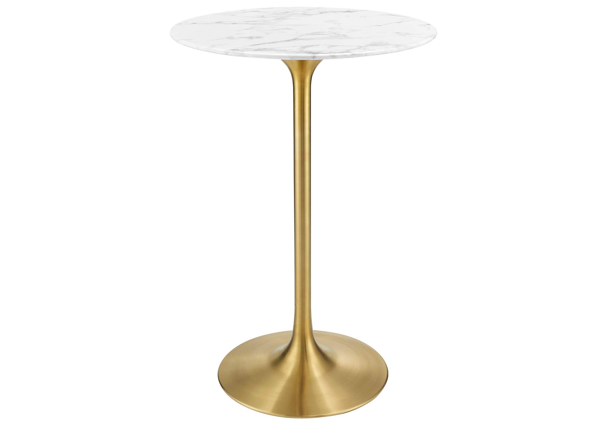 Gold White Lippa 28" Artificial Marble Bar Table,Modway