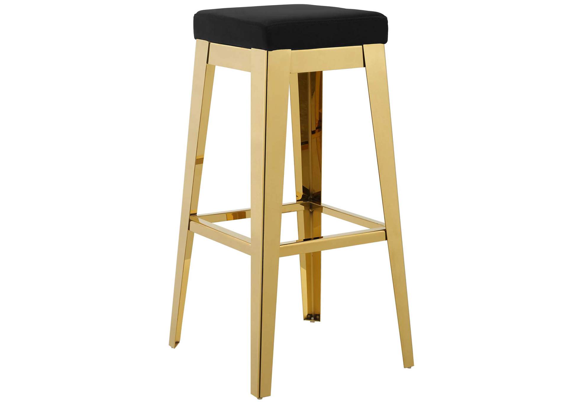 Gold Black Arrive Gold Stainless Steel Performance Velvet Bar Stool,Modway