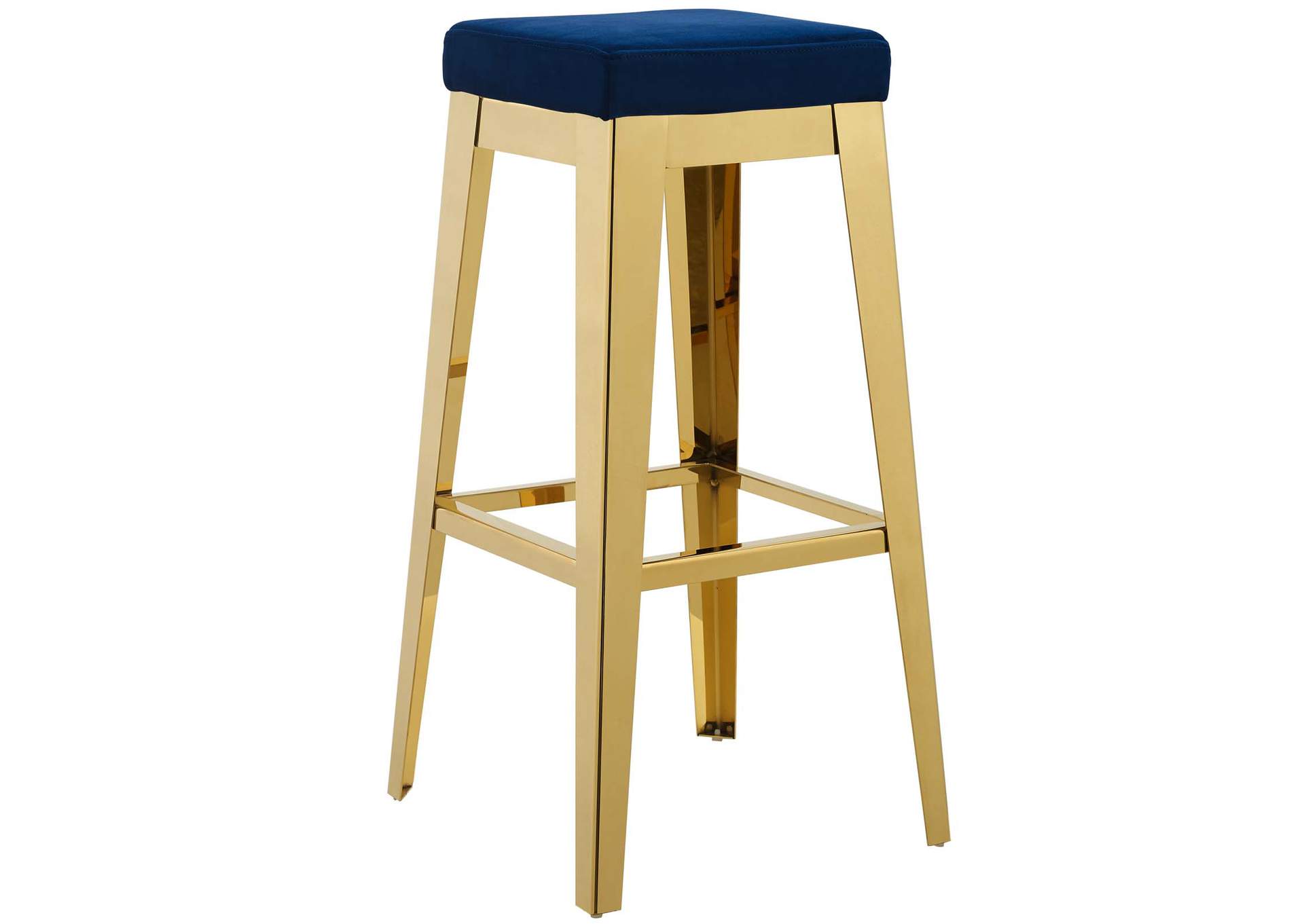 Gold Navy Arrive Gold Stainless Steel Performance Velvet Bar Stool,Modway