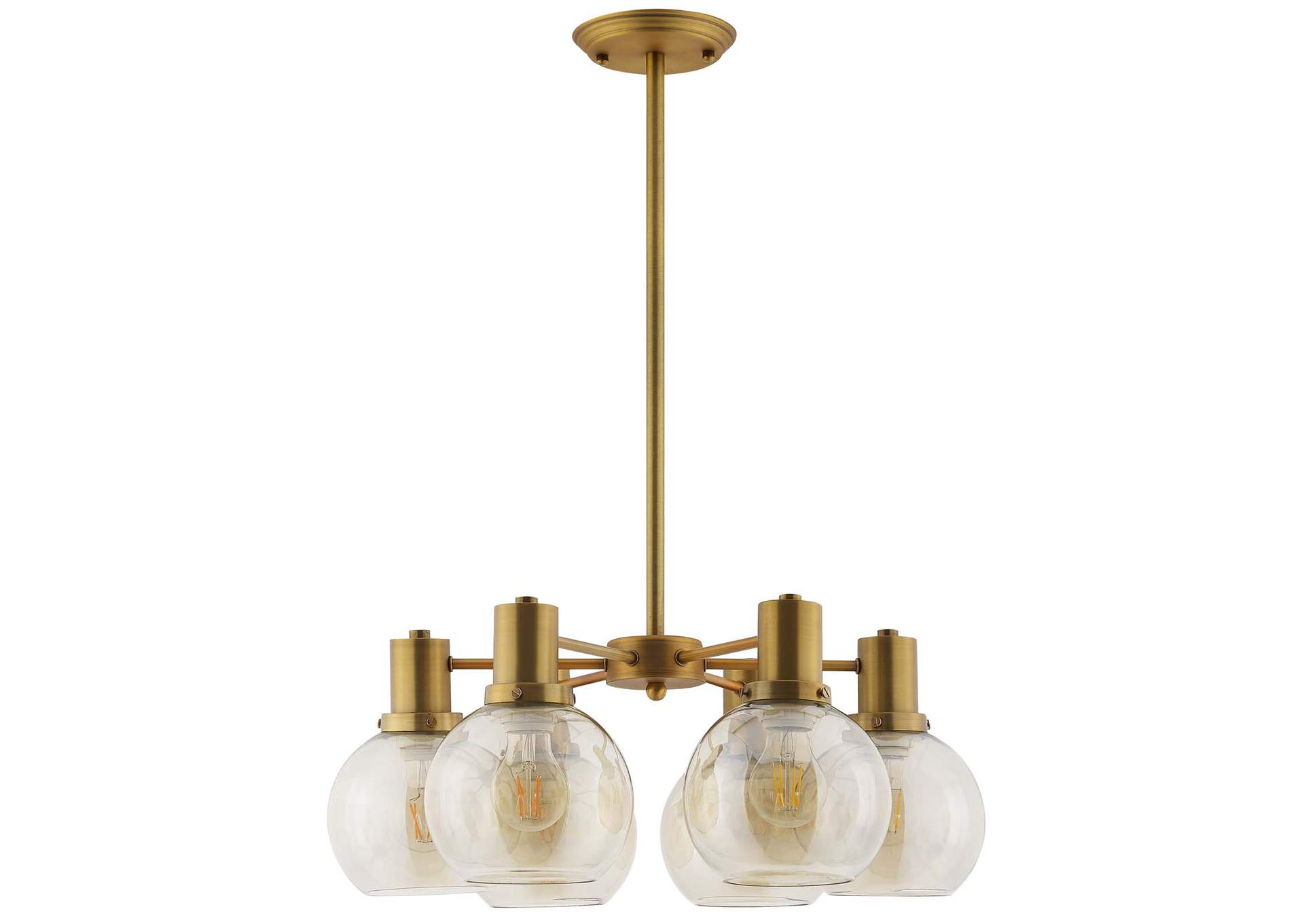 Resound Amber Glass And Brass Pendant Chandelier,Modway