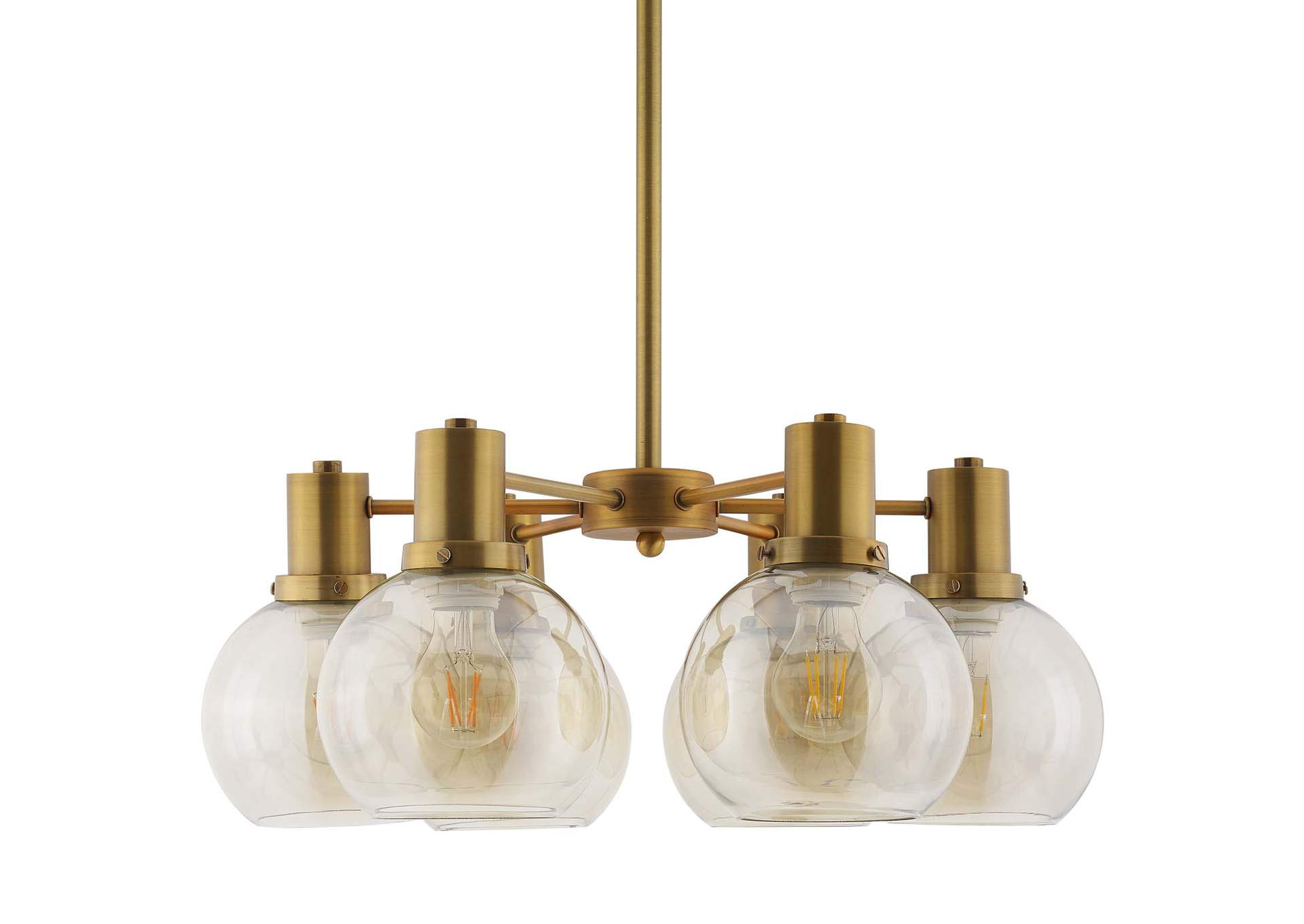 Resound Amber Glass And Brass Pendant Chandelier,Modway