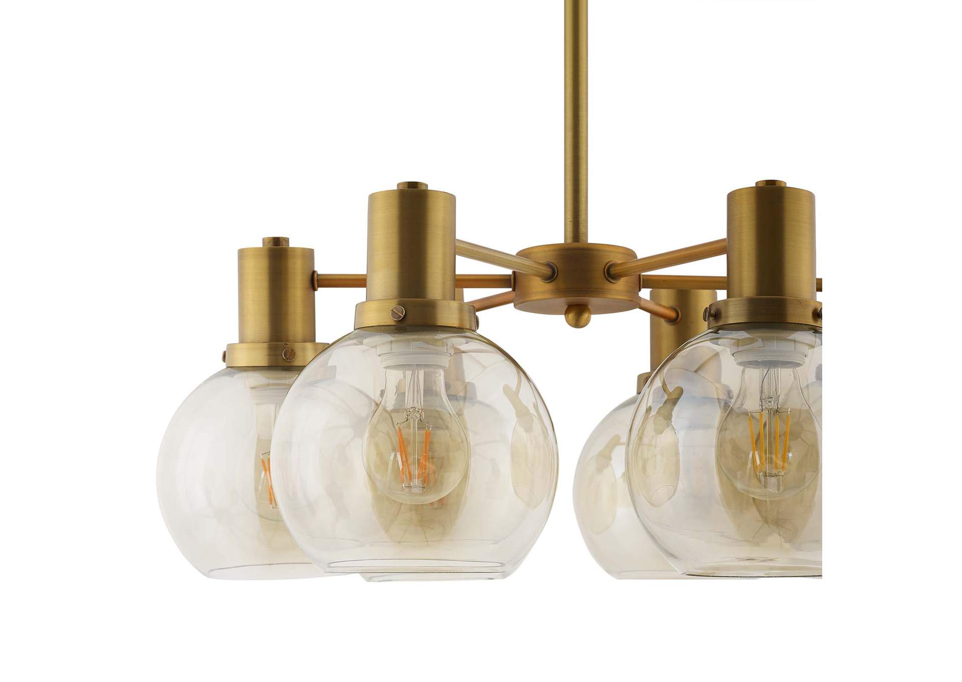 Resound Amber Glass And Brass Pendant Chandelier,Modway