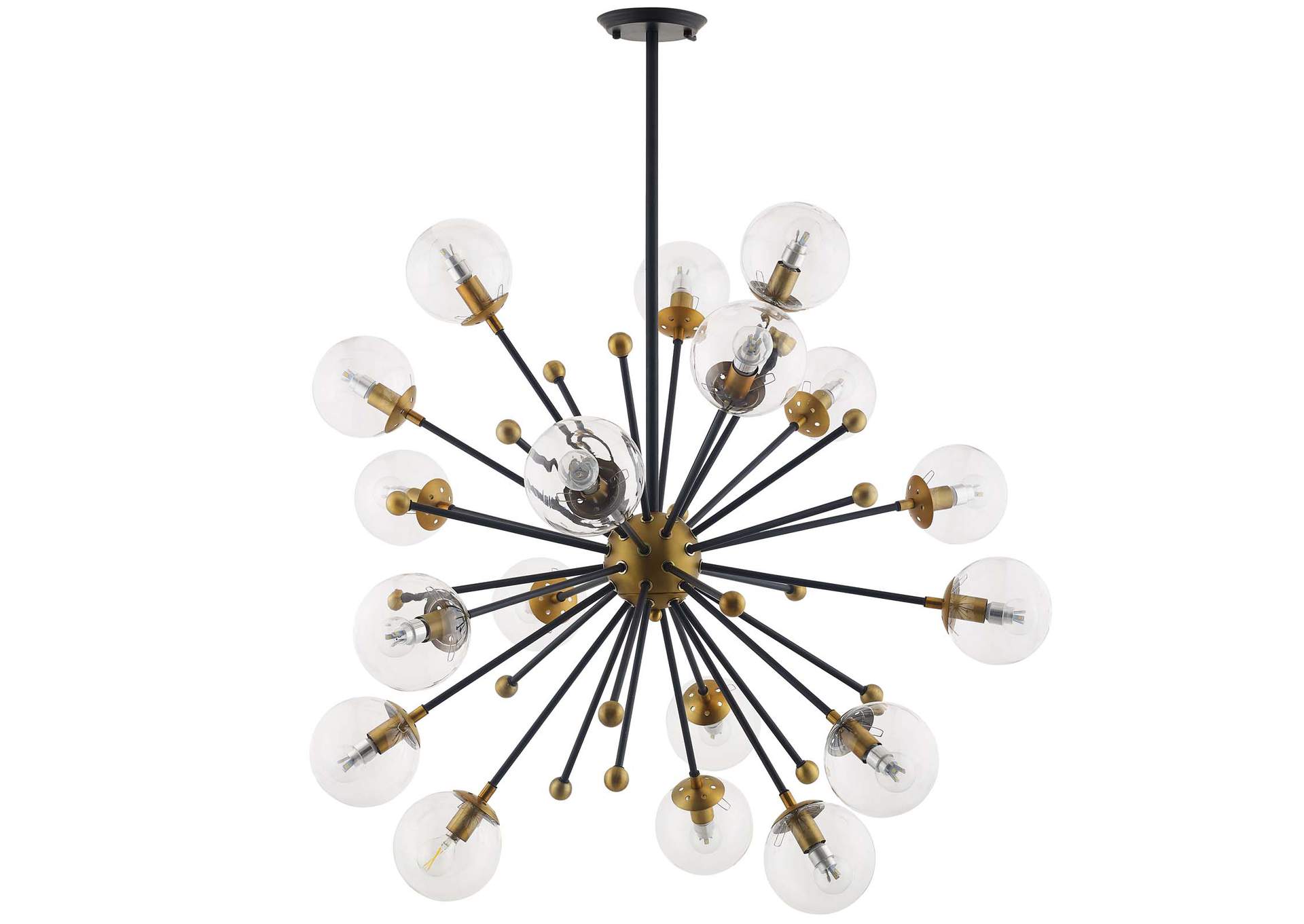 Constellation Clear Glass and Brass Ceiling Light Pendant Chandelier,Modway