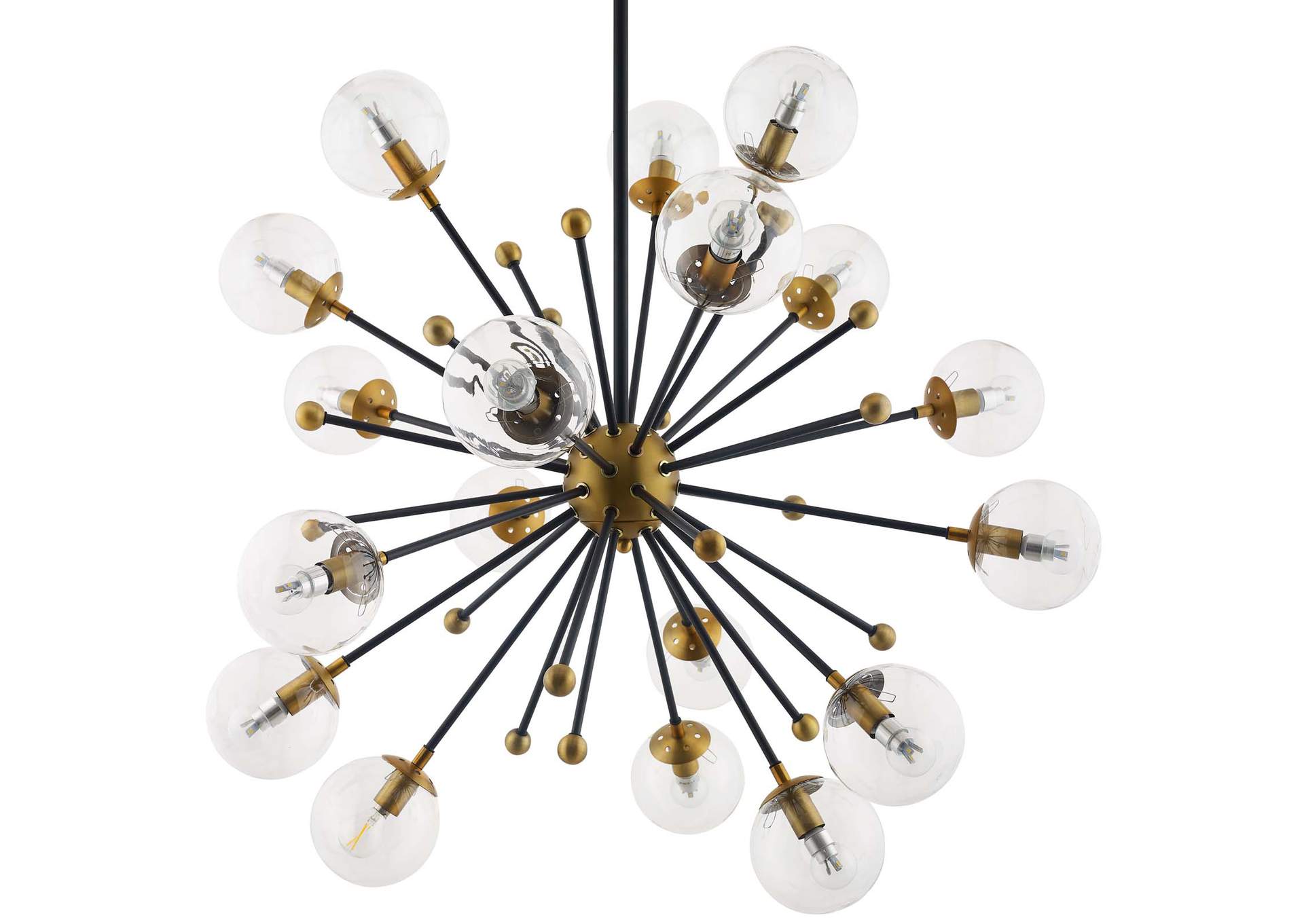 Constellation Clear Glass and Brass Ceiling Light Pendant Chandelier,Modway