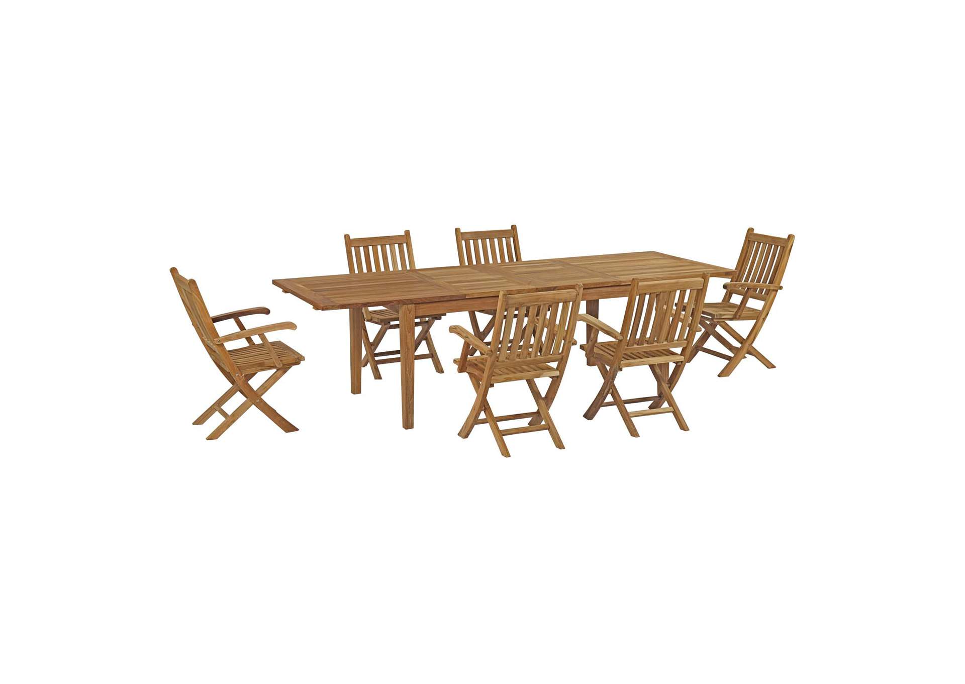 Natural Marina 7 Piece Outdoor Patio Teak Dining Set,Modway