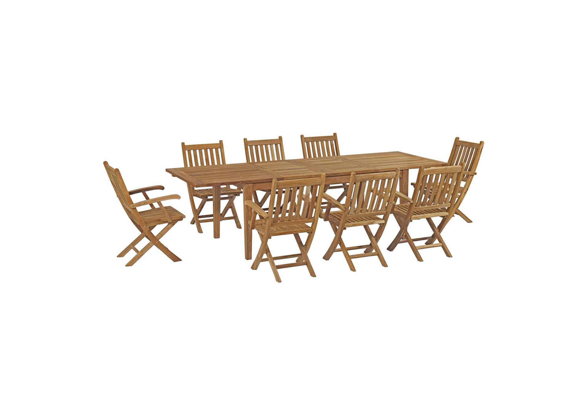 Natural Marina 9 Piece Outdoor Patio Teak Dining Set,Modway