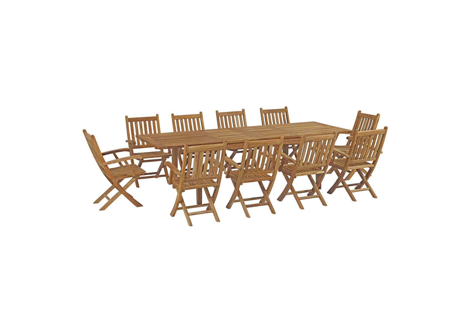 Natural Marina 11 Piece Outdoor Patio Teak Dining Set,Modway