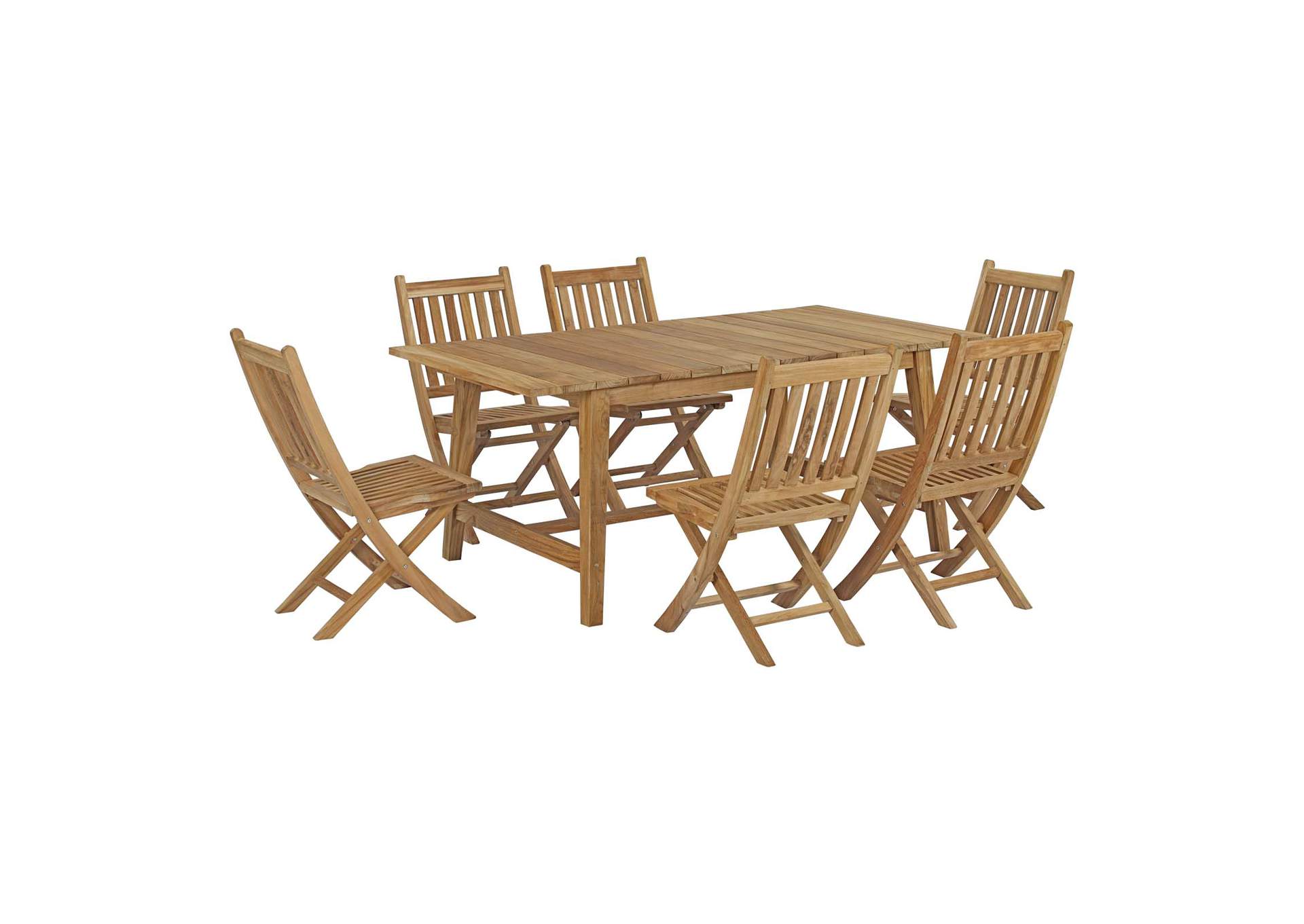 Natural Marina 7 Piece Outdoor Patio Teak Dining Set,Modway