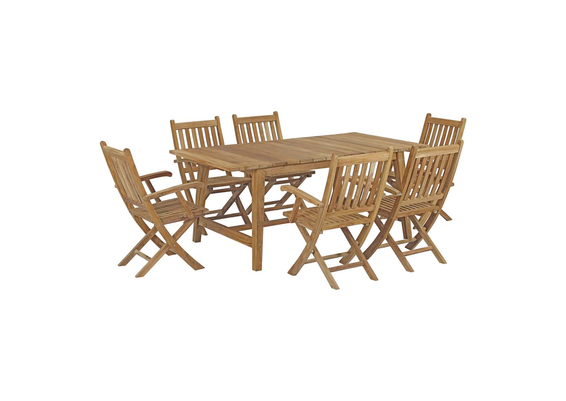 Natural Marina 7 Piece Outdoor Patio Teak Dining Set,Modway