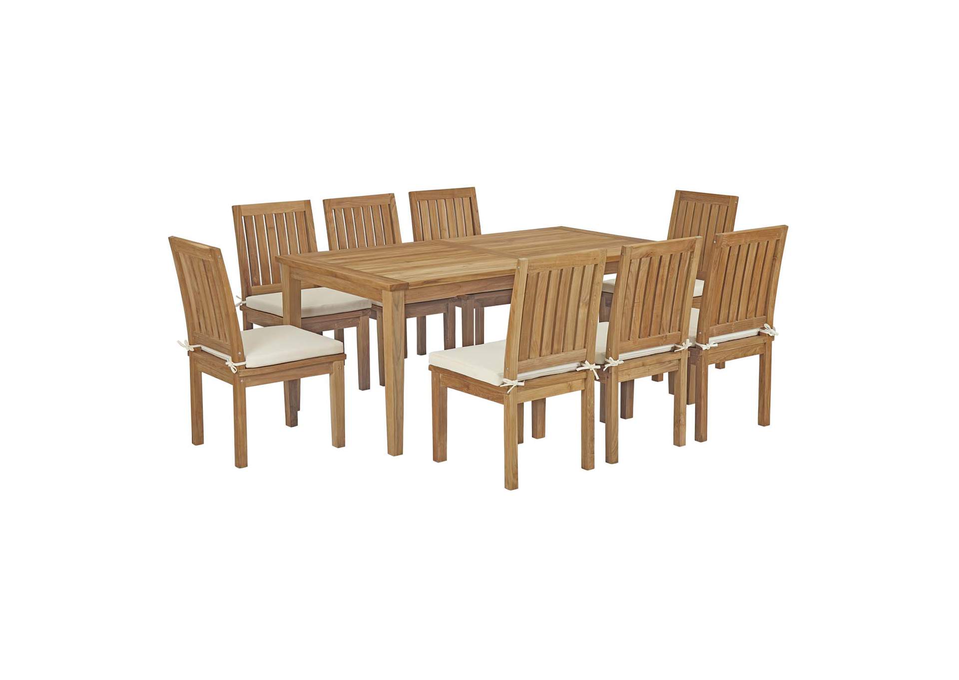 Natural White Marina 9 Piece Outdoor Patio Teak Dining Set,Modway