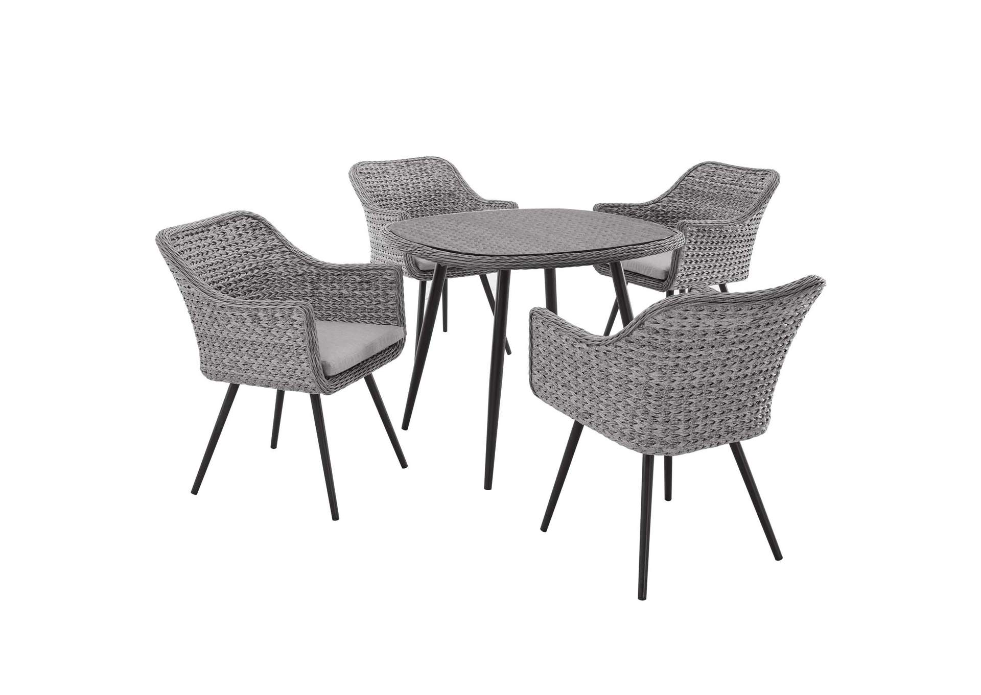 Gray Gray Endeavor 5 Piece Outdoor Patio Wicker Rattan Dining Set,Modway