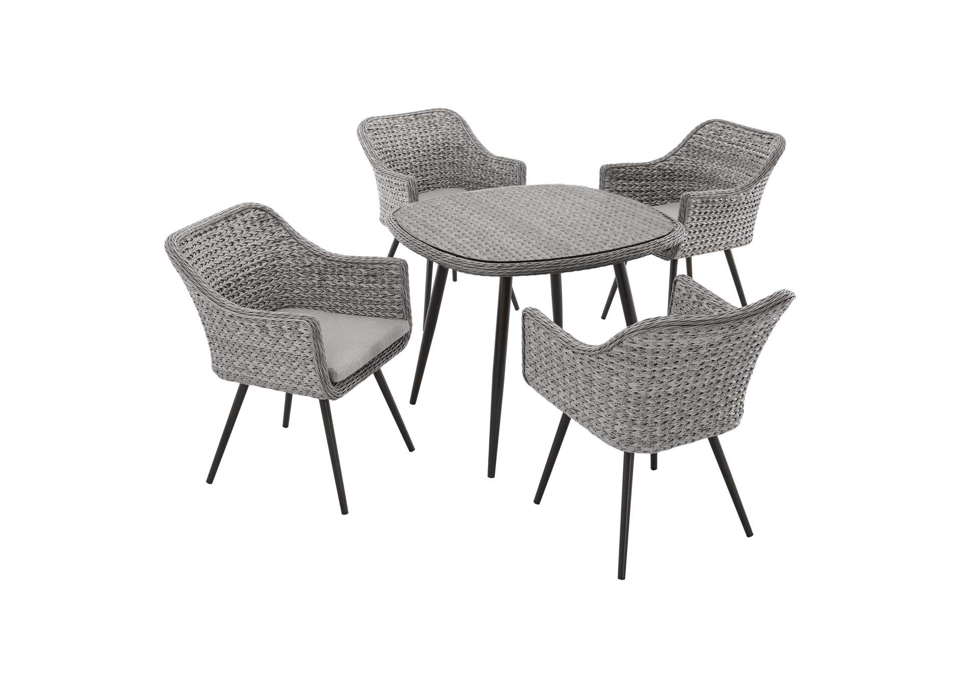 Gray Gray Endeavor 5 Piece Outdoor Patio Wicker Rattan Dining Set,Modway