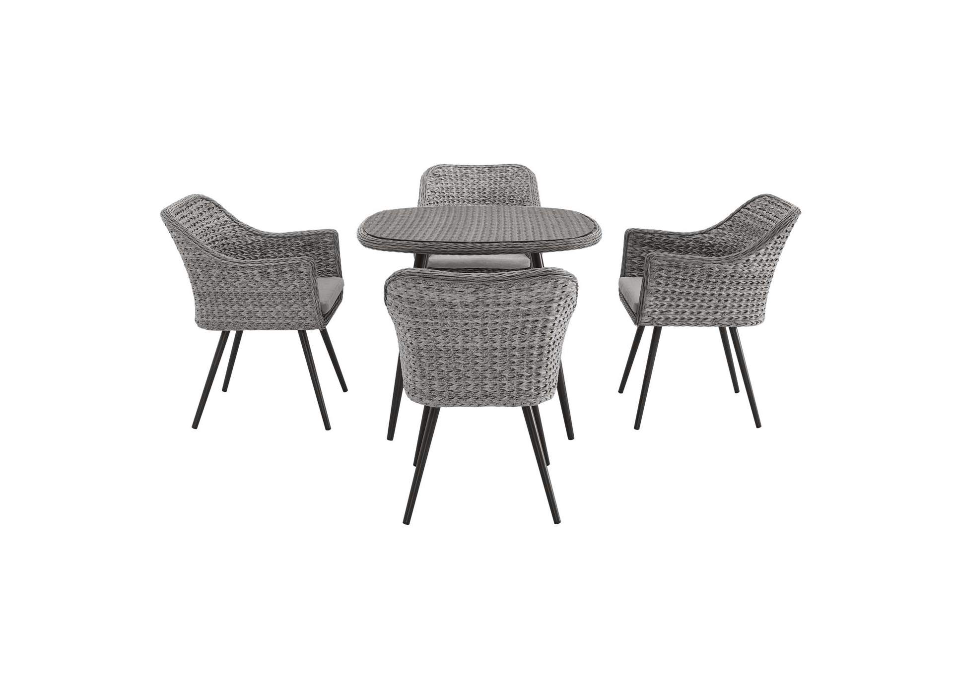 Gray Gray Endeavor 5 Piece Outdoor Patio Wicker Rattan Dining Set,Modway