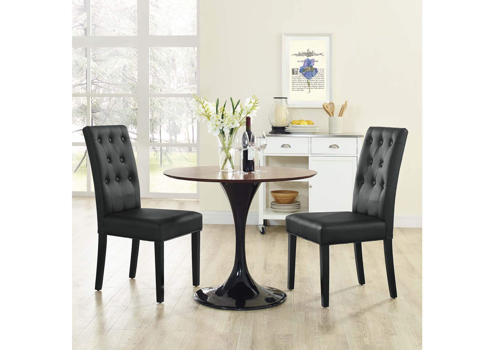 Black Confer Dining Side Chair Vinyl [Set of 2],Modway