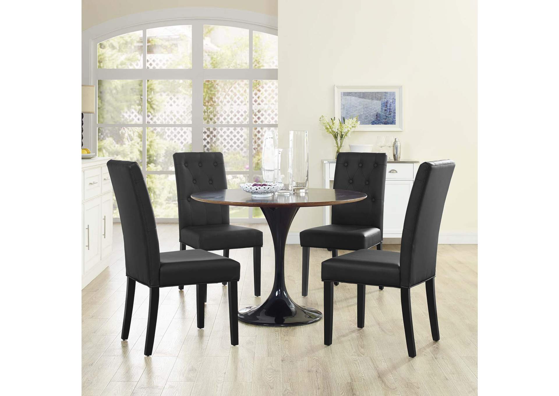 Black Confer Dining Side Chair Vinyl [Set of 4],Modway