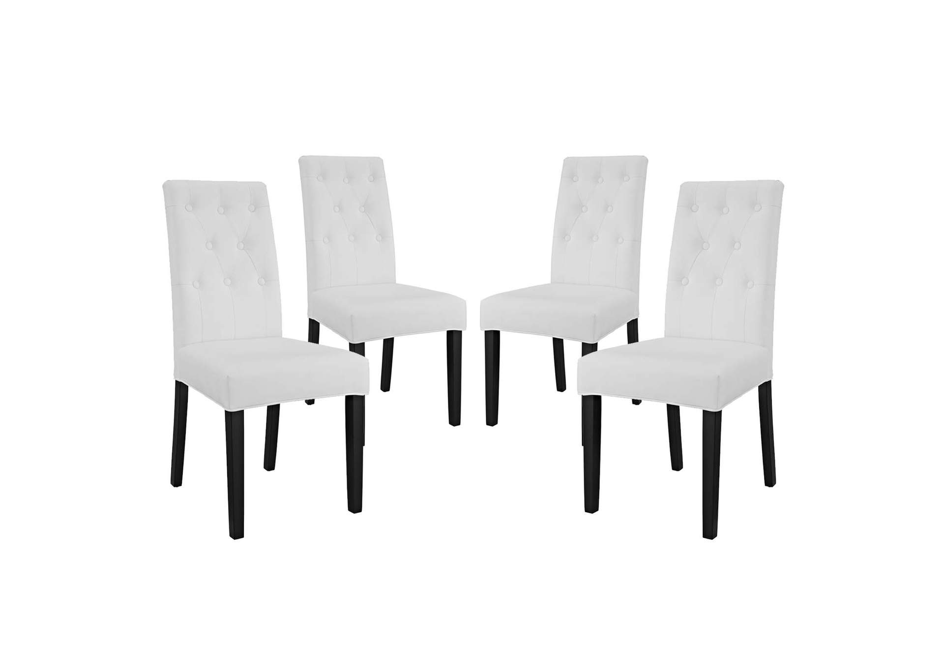 White Confer Dining Side Chair Vinyl [Set of 4],Modway