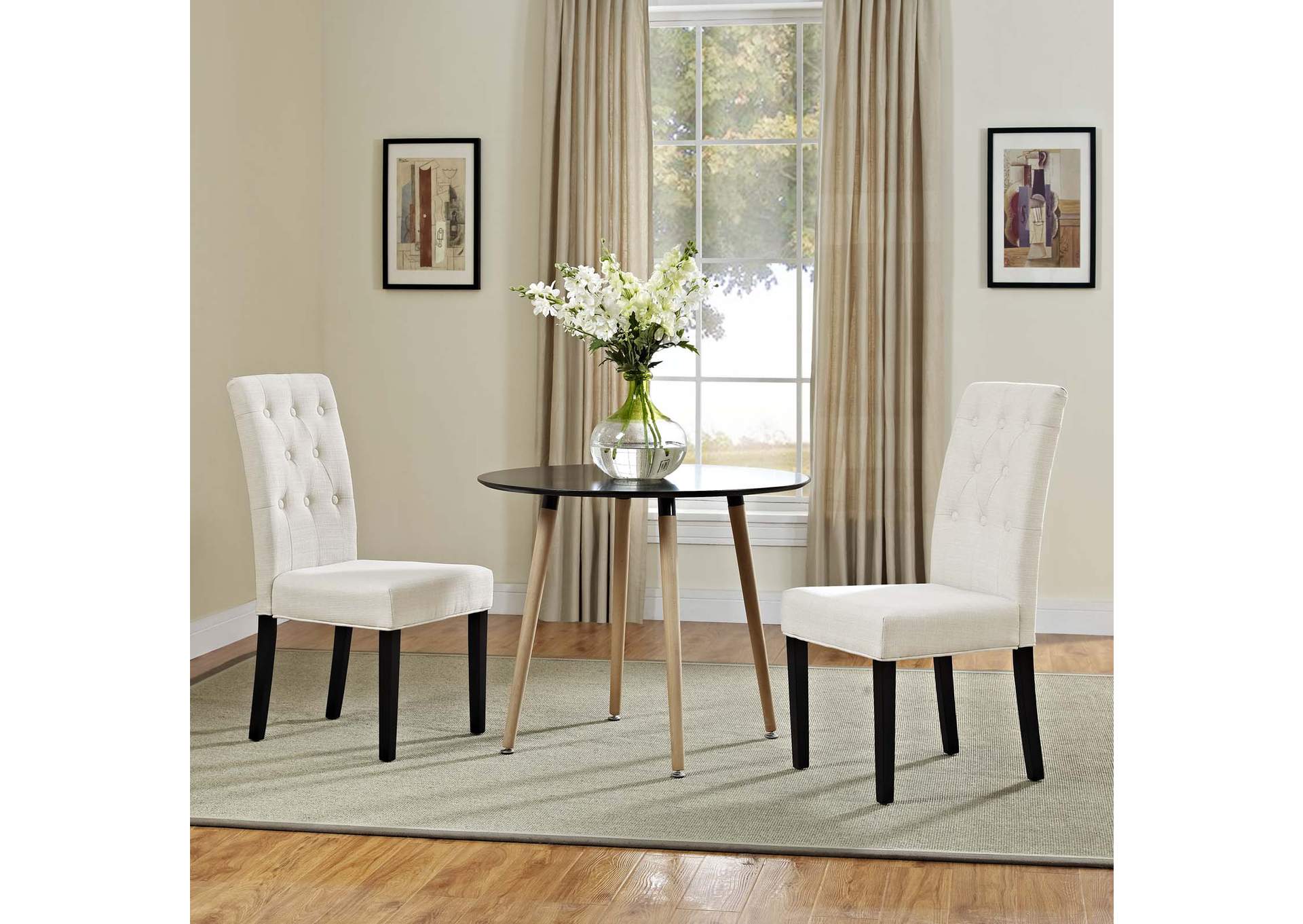 Beige Confer Dining Side Chair Fabric [Set of 2],Modway