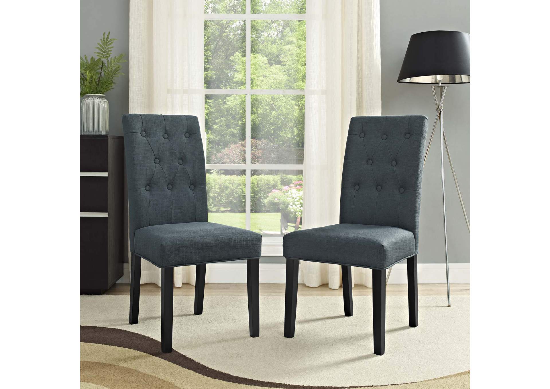 Gray Confer Dining Side Chair Fabric [Set of 2],Modway