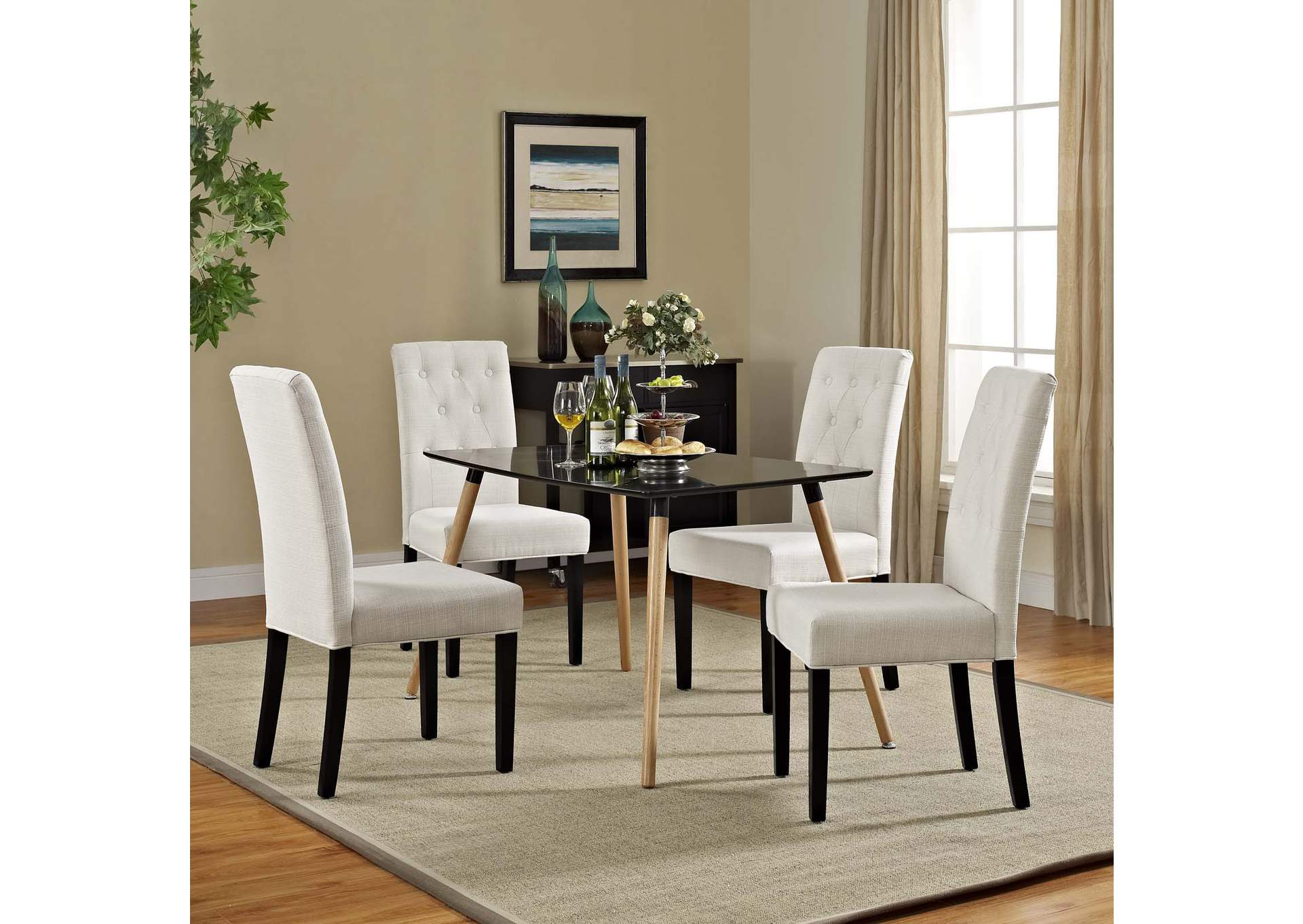 Beige Confer Dining Side Chair Fabric [Set of 4],Modway