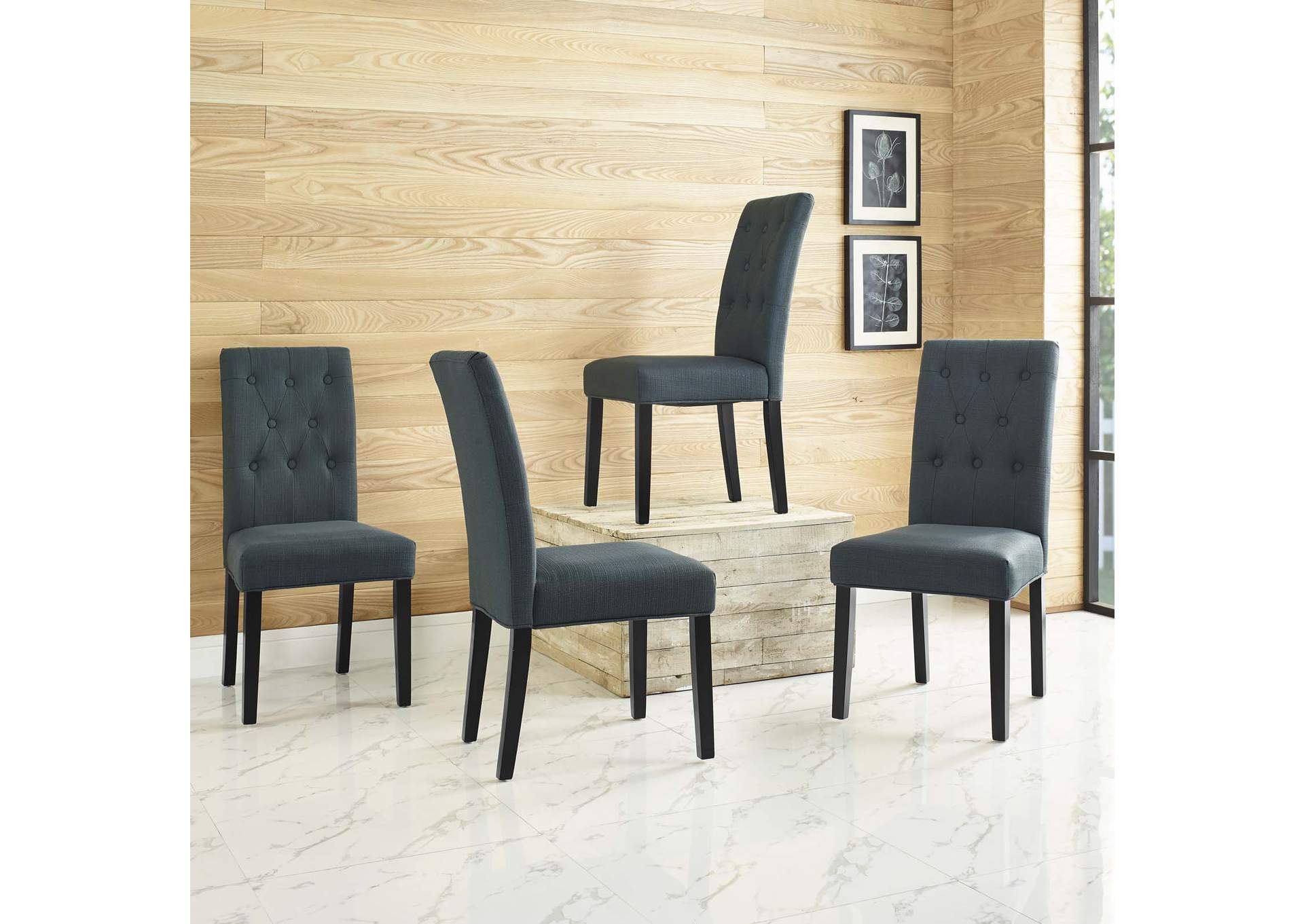 Gray Confer Dining Side Chair Fabric [Set of 4],Modway