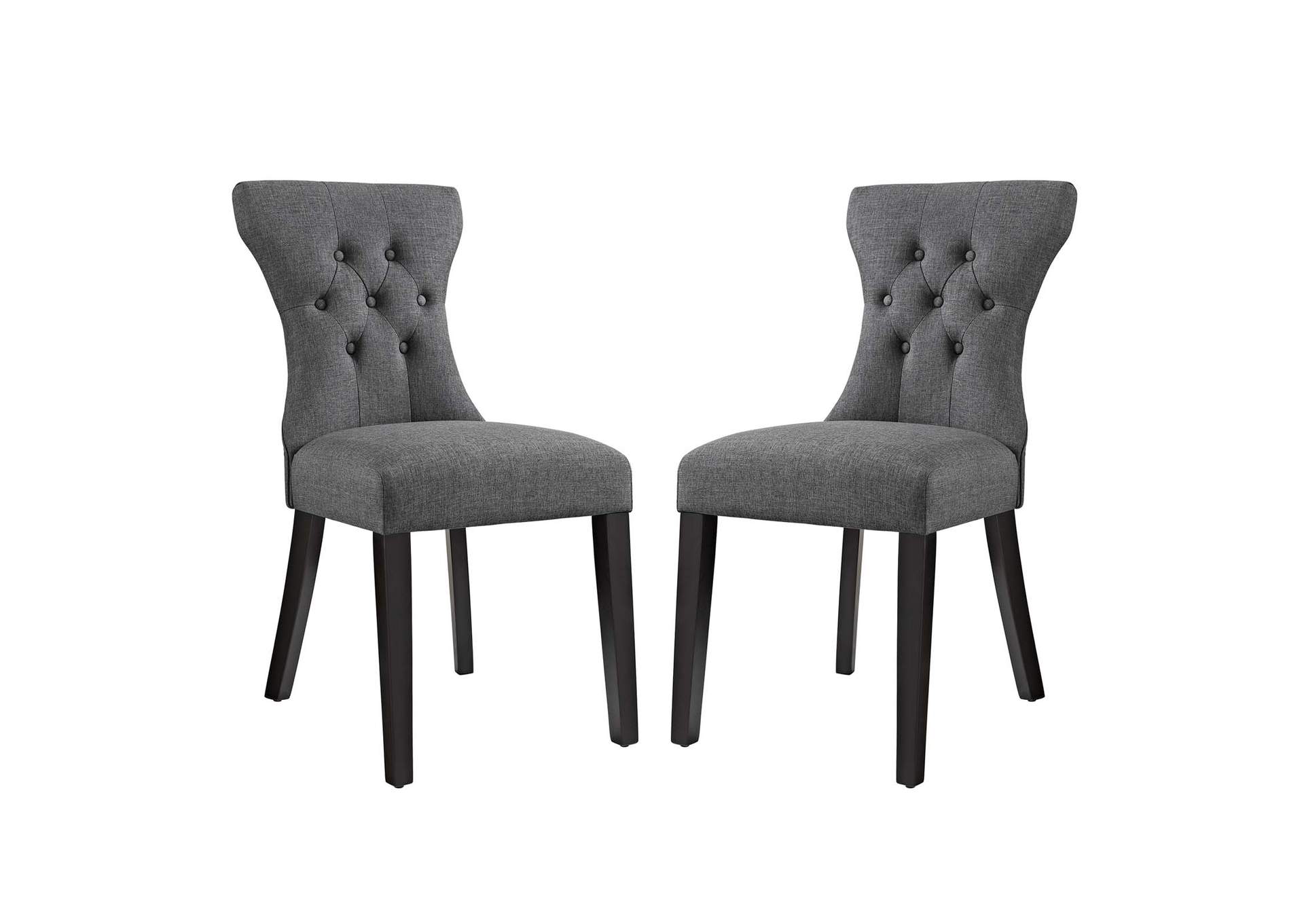 Silhouette Gray Dining Side Chairs Upholstered Fabric [Set of 2],Modway