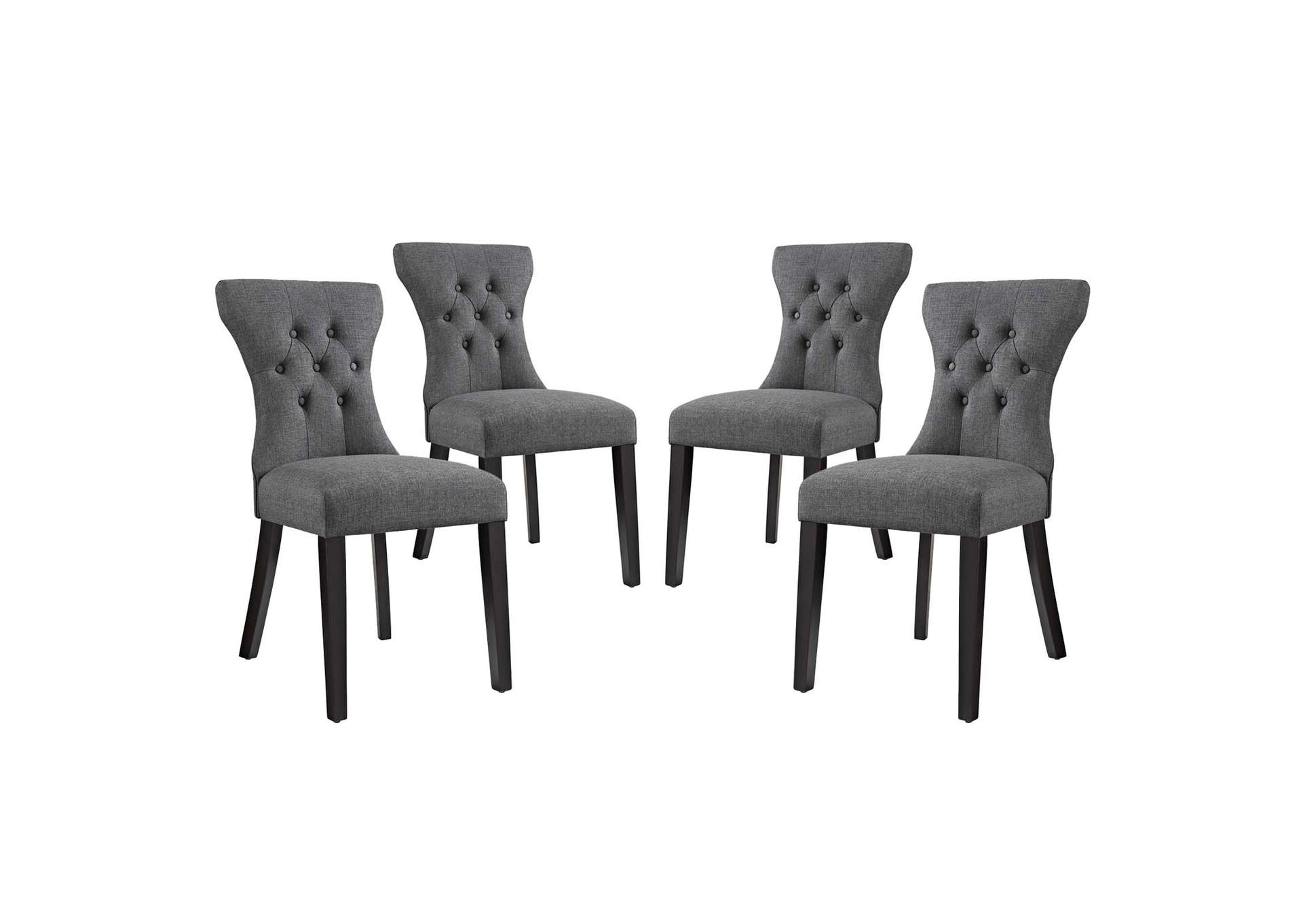 Gray Silhouette Dining Side Chairs Upholstered Fabric [Set of 4],Modway