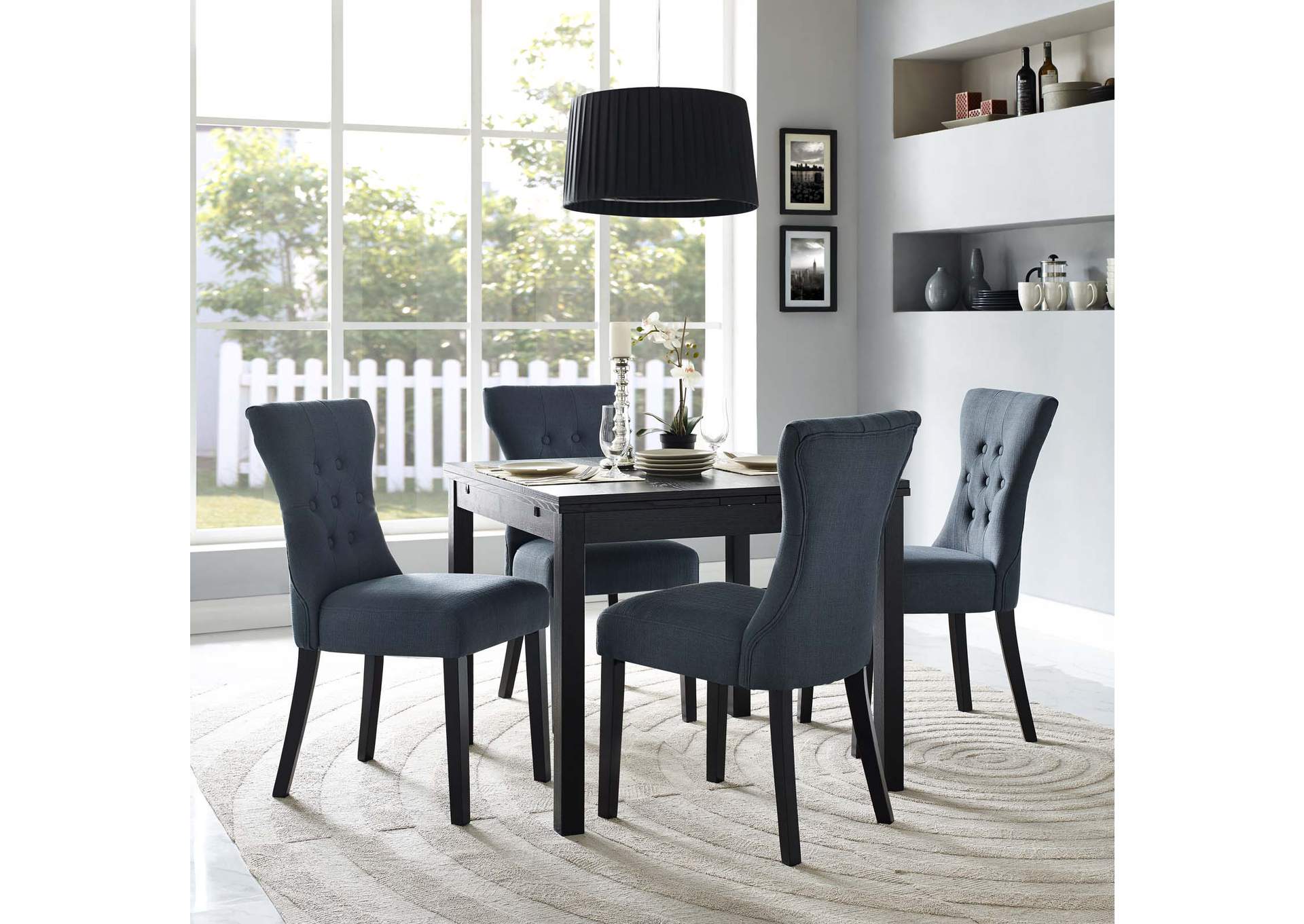 Gray Silhouette Dining Side Chairs Upholstered Fabric [Set of 4],Modway