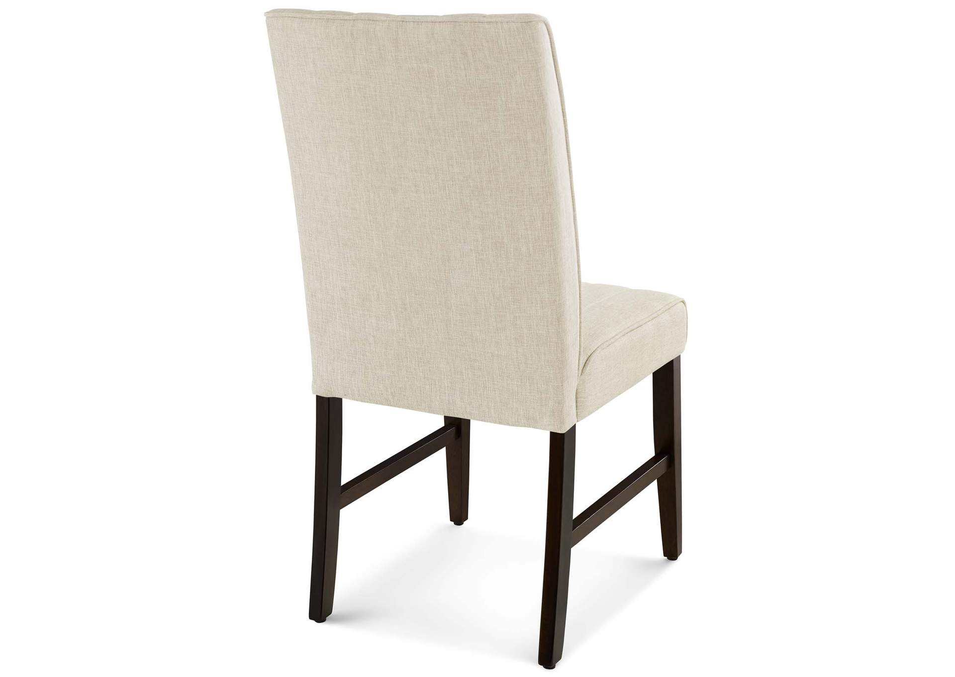 Beige Motivate Channel Tufted Upholstered Fabric Dining Chair [Set of 2],Modway