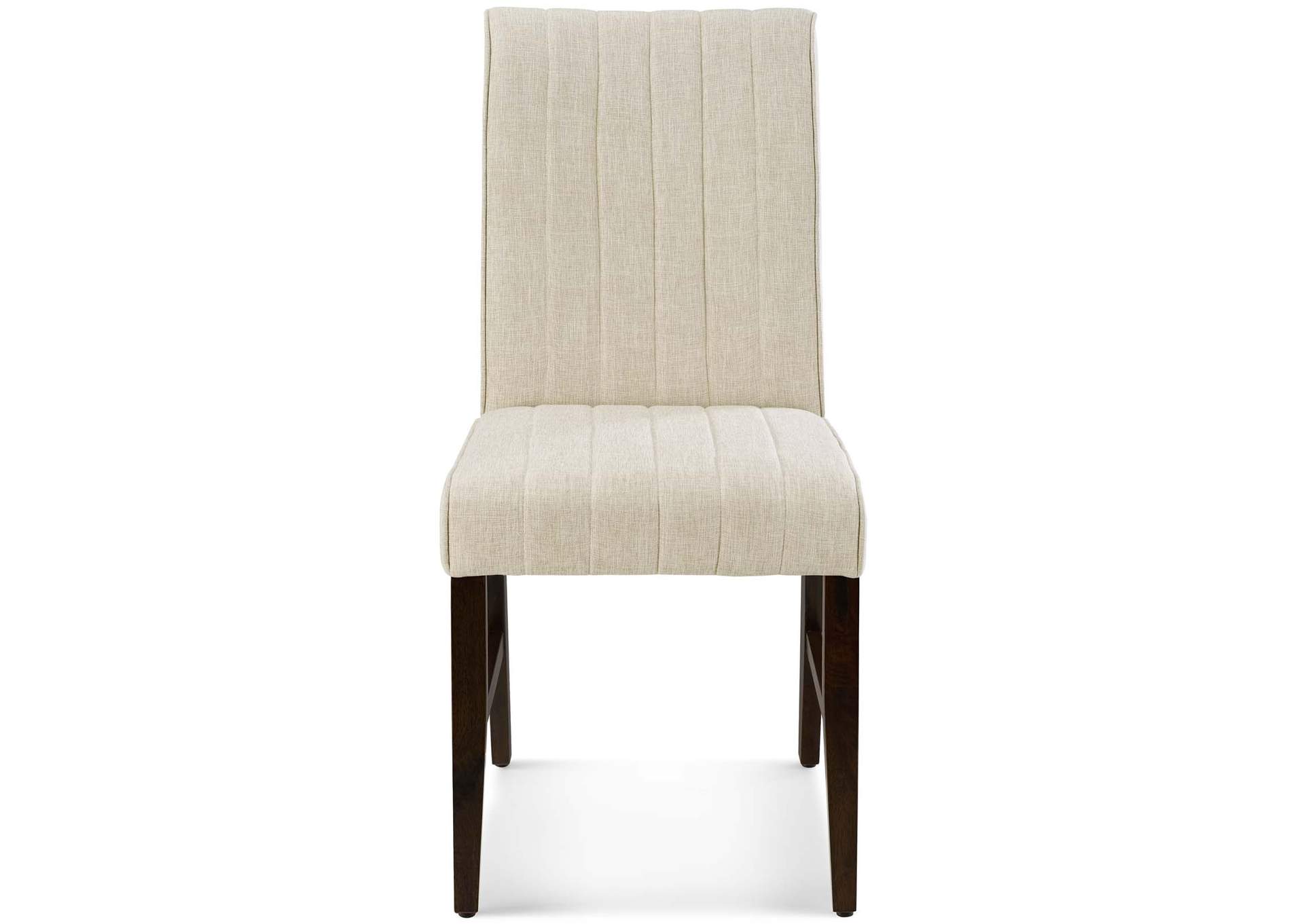 Beige Motivate Channel Tufted Upholstered Fabric Dining Chair [Set of 2],Modway