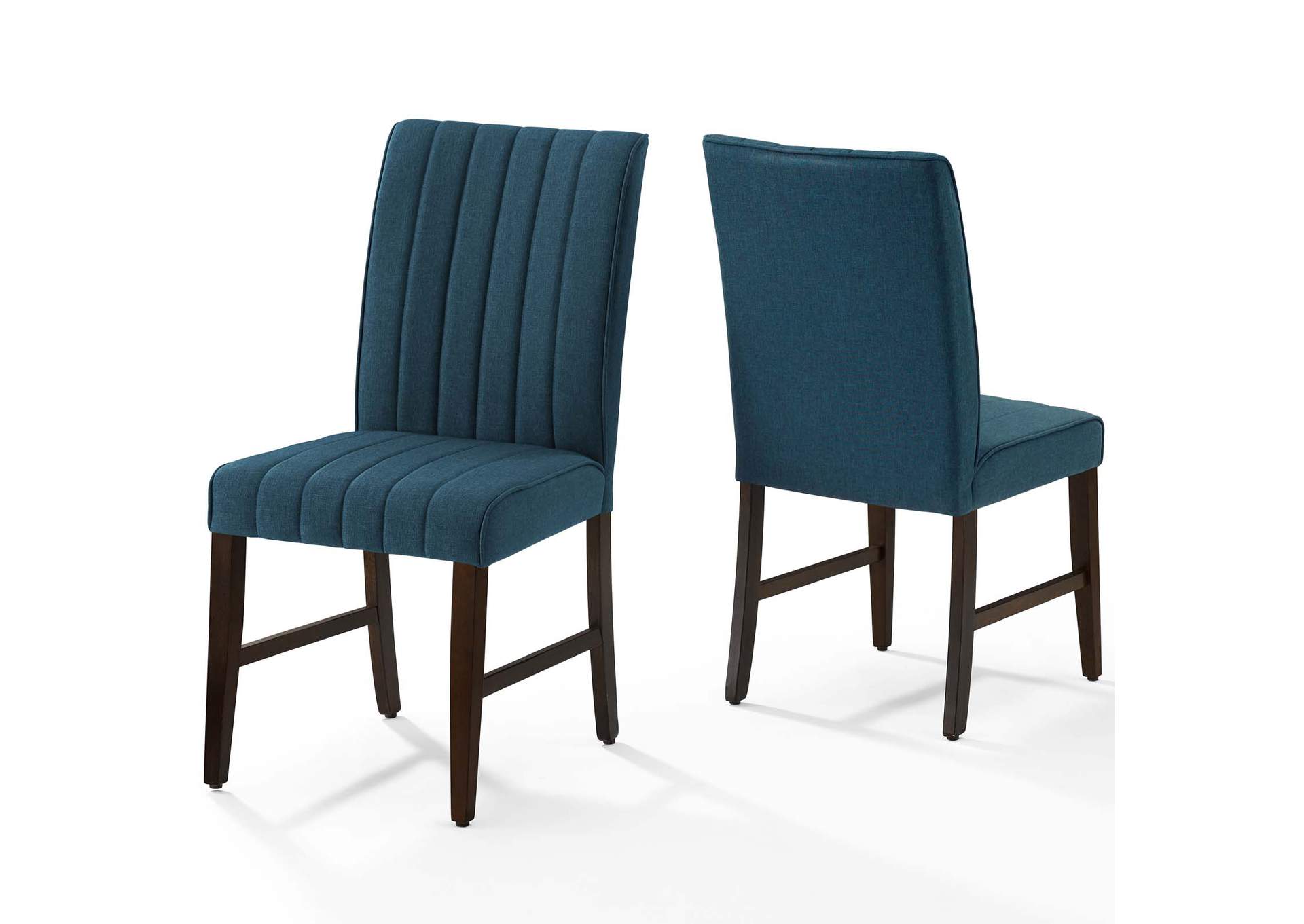 Blue Motivate Channel Tufted Upholstered Fabric Dining Chair [Set of 2],Modway