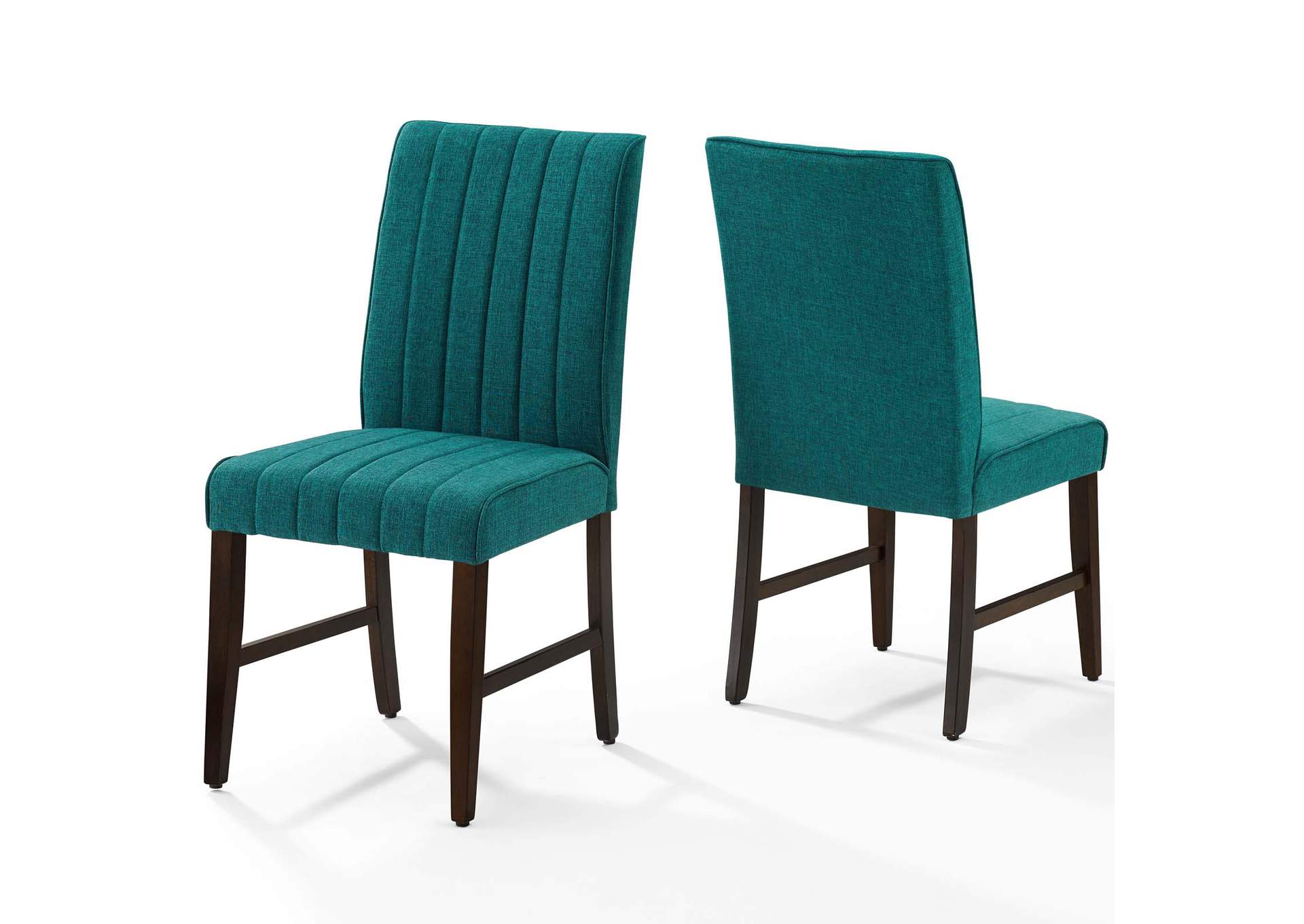 Teal Motivate Channel Tufted Upholstered Fabric Dining Chair [Set of 2],Modway