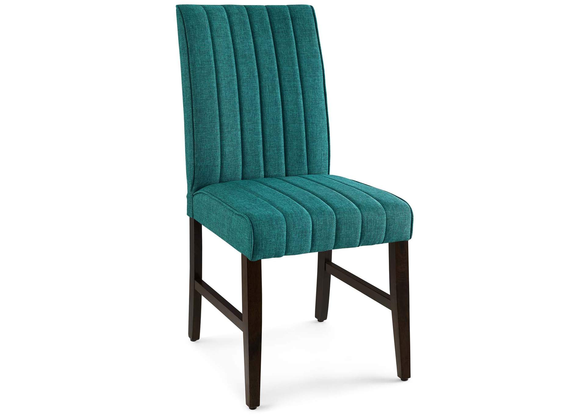 Teal Motivate Channel Tufted Upholstered Fabric Dining Chair [Set of 2],Modway